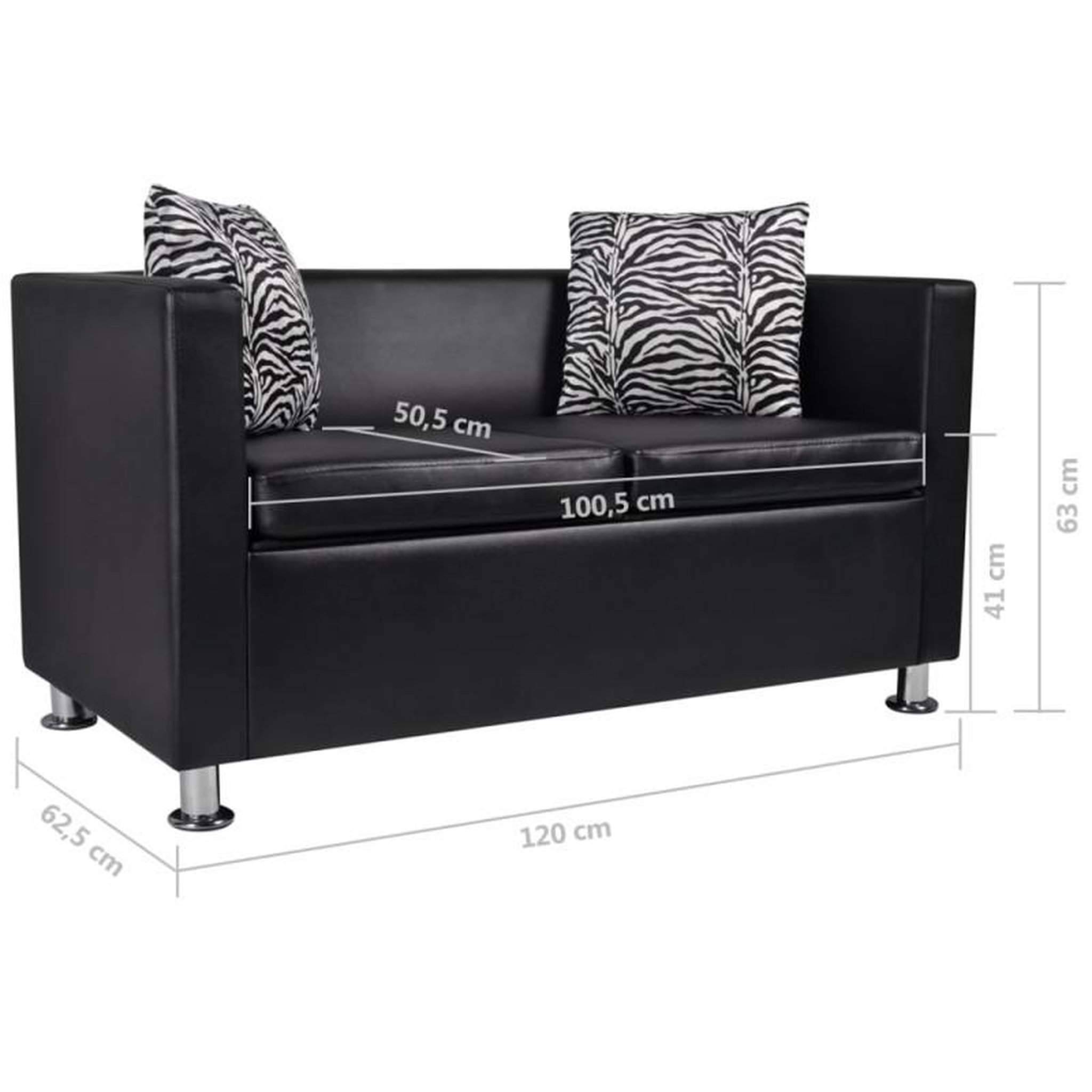 Voir la diapositive 6 : VIDAXL Canapé à 2 places Cuir synthétique Noir
