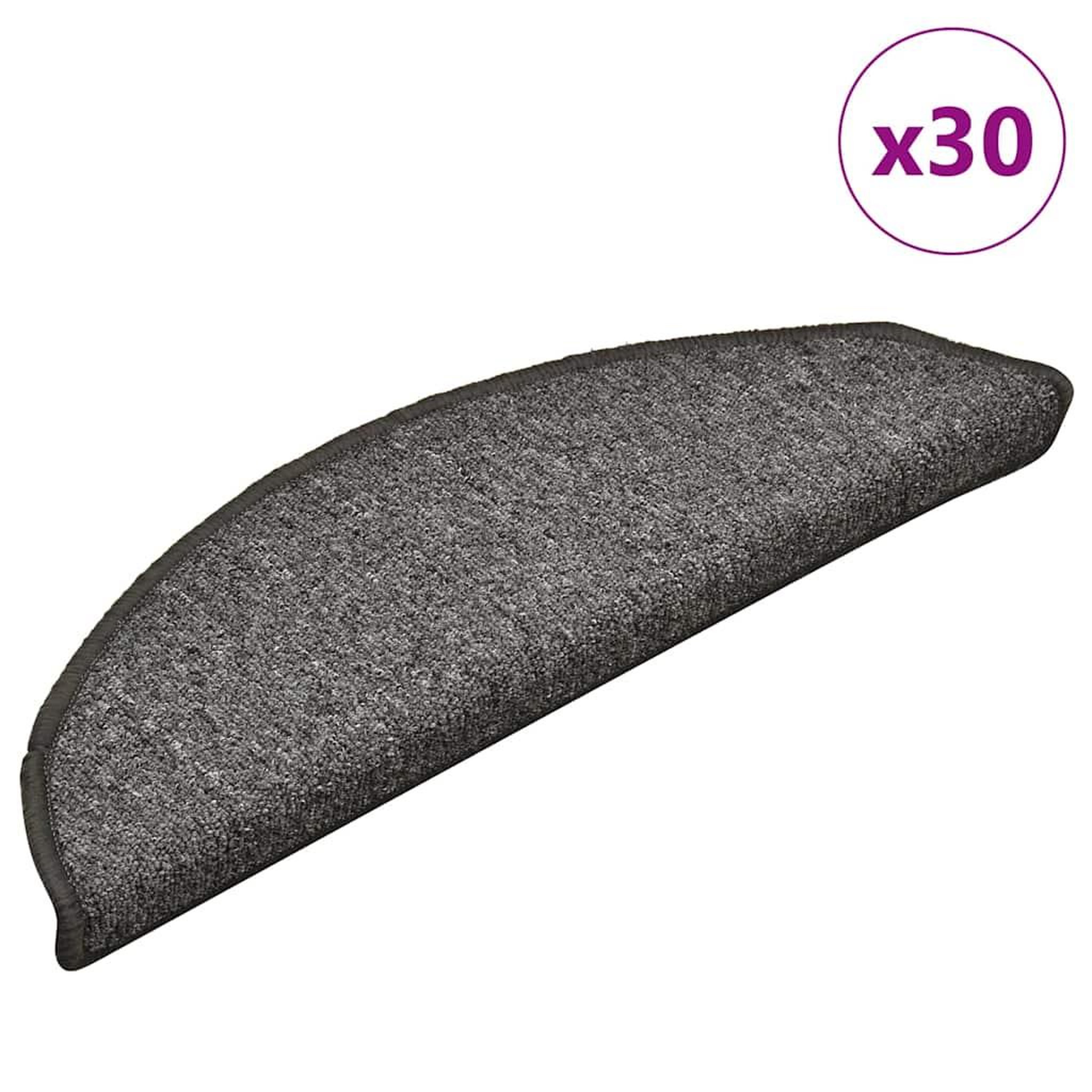 VIDAXL Tapis d'escalier 30 pcs gris fonce 56x17x3 cm