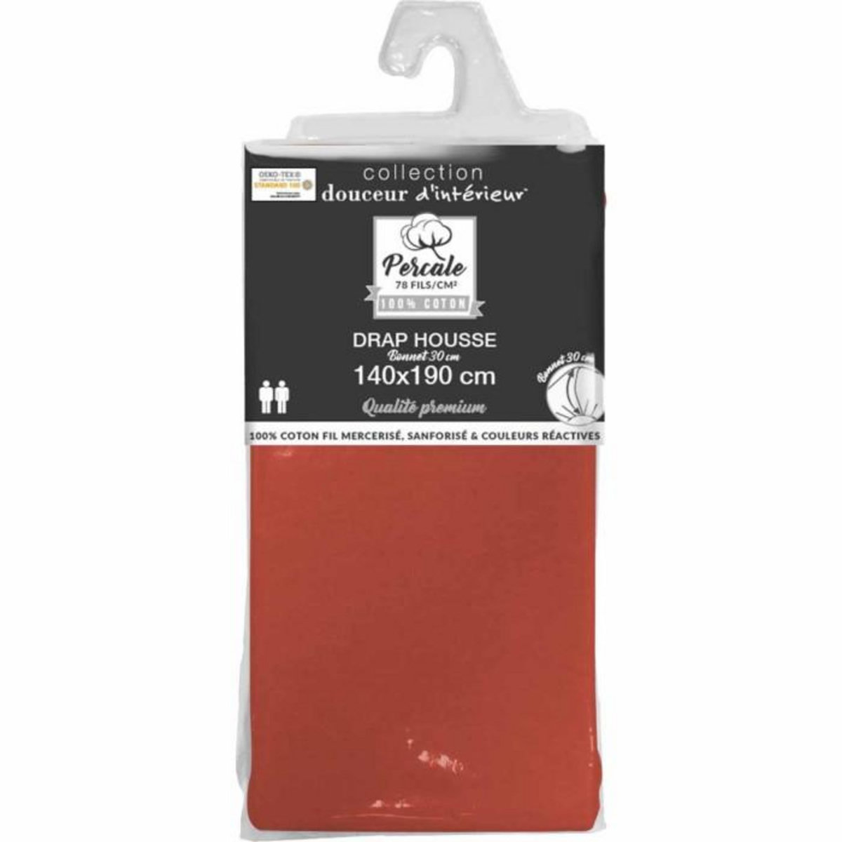 Paris Prix Drap Housse  Percaline  140x190cm Terracotta