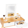 Voir la diapositive 6 : ID MARKET Coiffeuse scandinave 2 tiroirs LIVIA bois et blanc avec miroir LED
