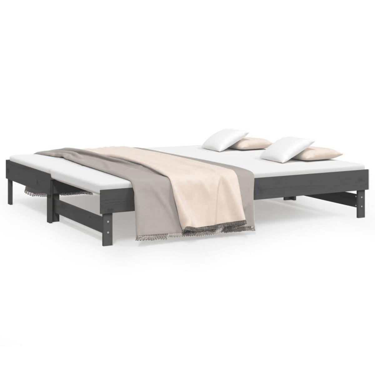 VIDAXL Lit coulissant sans matelas gris 2x(90x200) cm