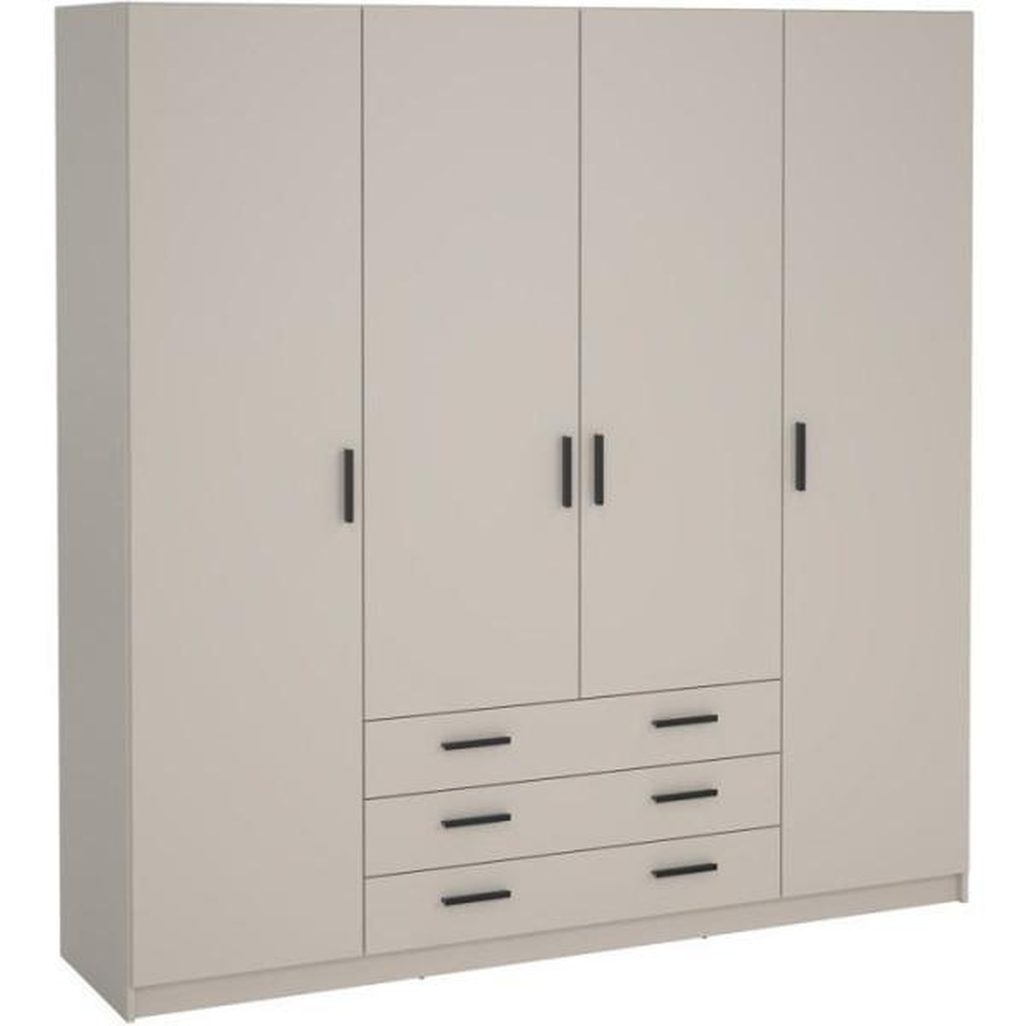 Voir la diapositive 5 : SPRINT Armoire SPRINT - Bois / Panneaux de particules - Beige mat - 4 portes + 3 tiroirs - L 195,5 x P 49,8 x H 200,4 cm