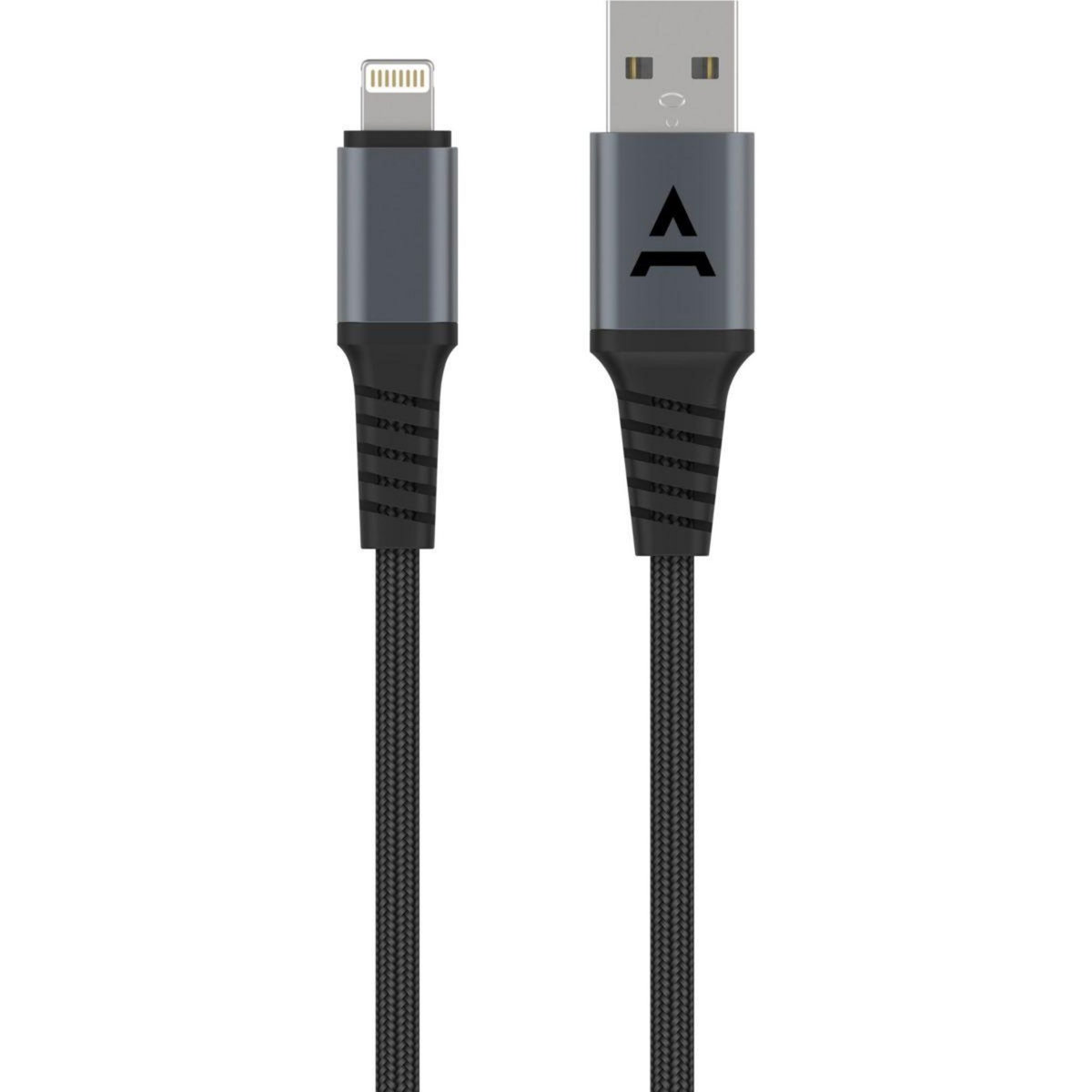 ADEQWAT Câble Lightning vers USB 3M renforcé certifié Apple Noir