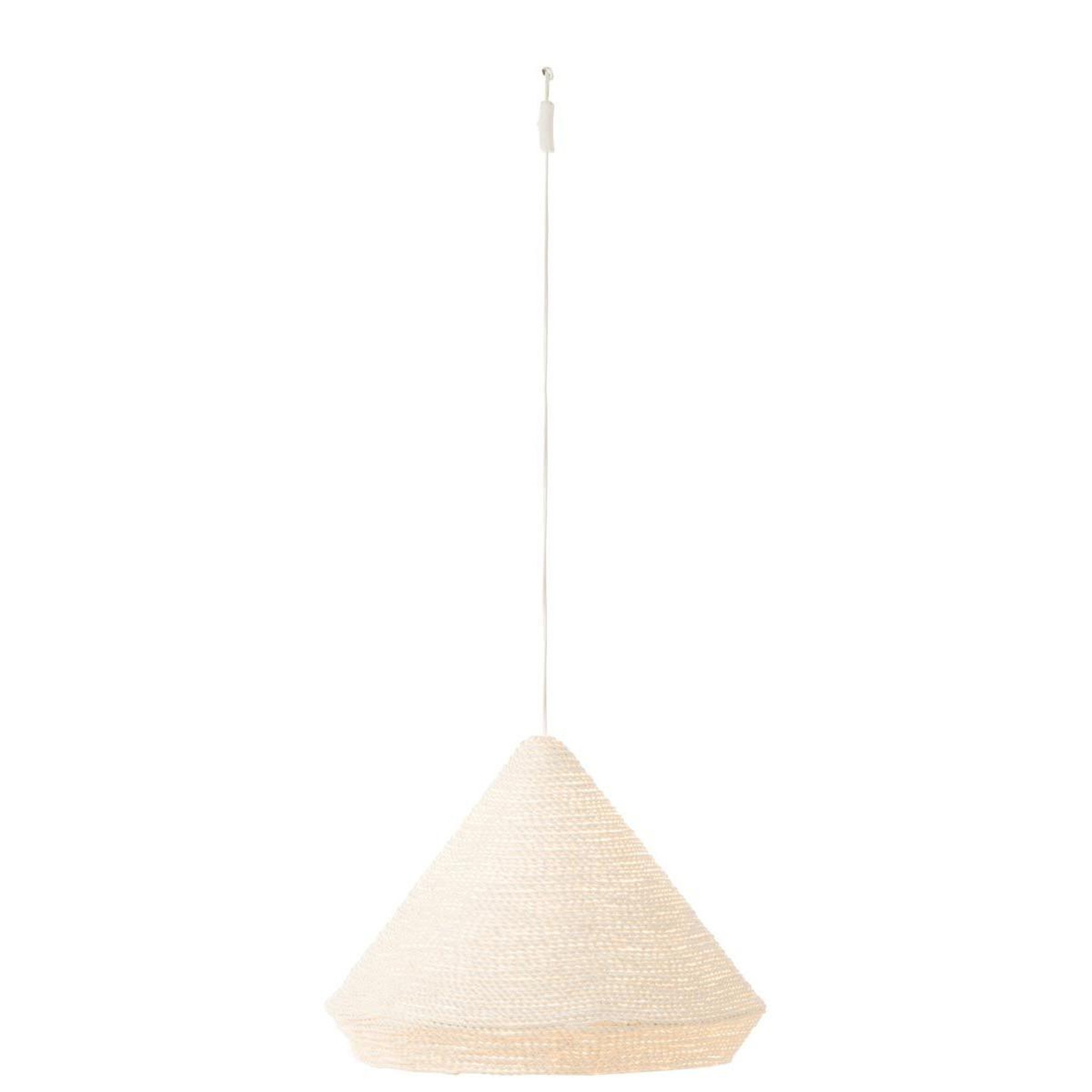 Voir la diapositive 2 : J-LINE Lampe suspension en raphia  cône  52cm blanc