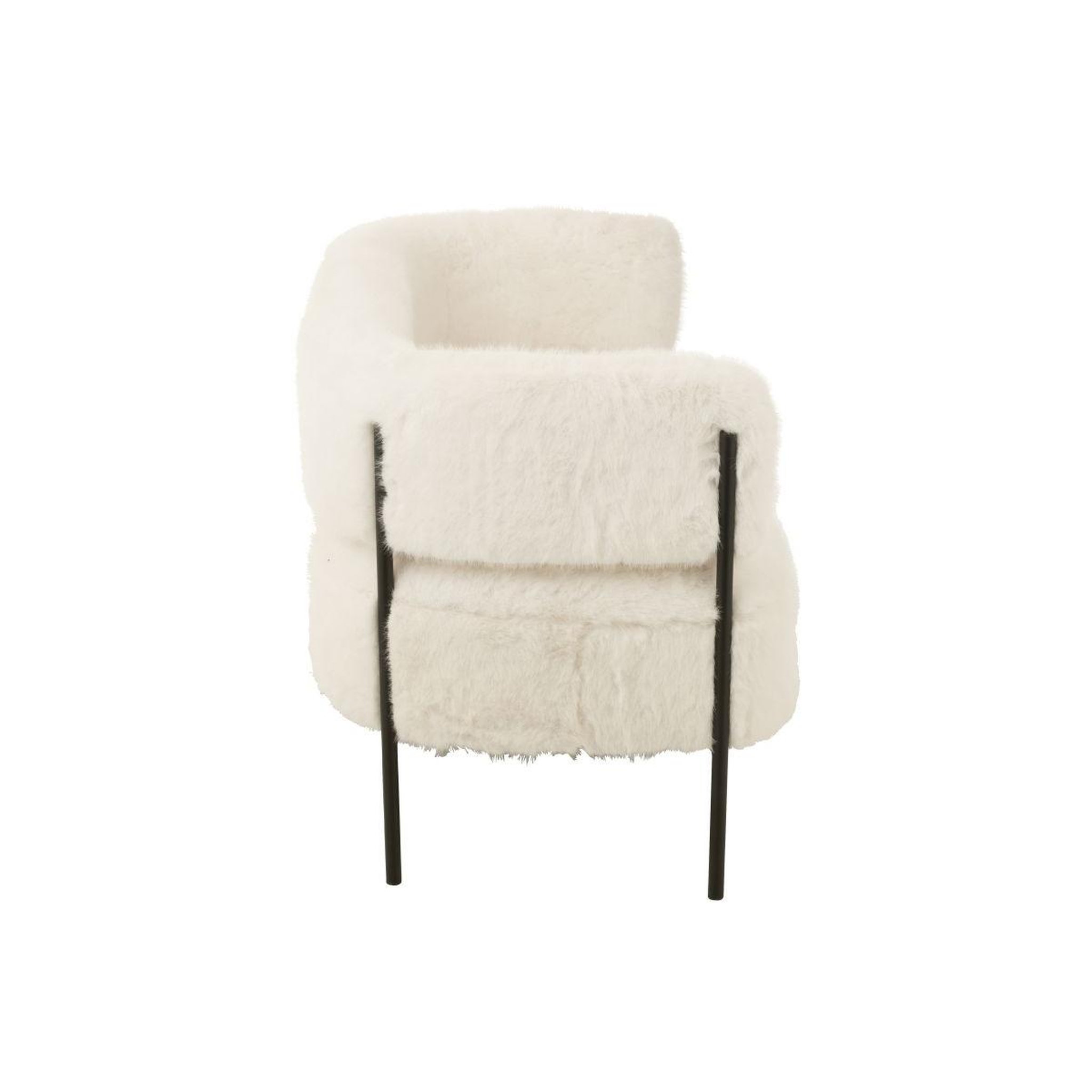 Voir la diapositive 3 : J-LINE Canapé 2 places imitation fourrure  bun  133cm blanc
