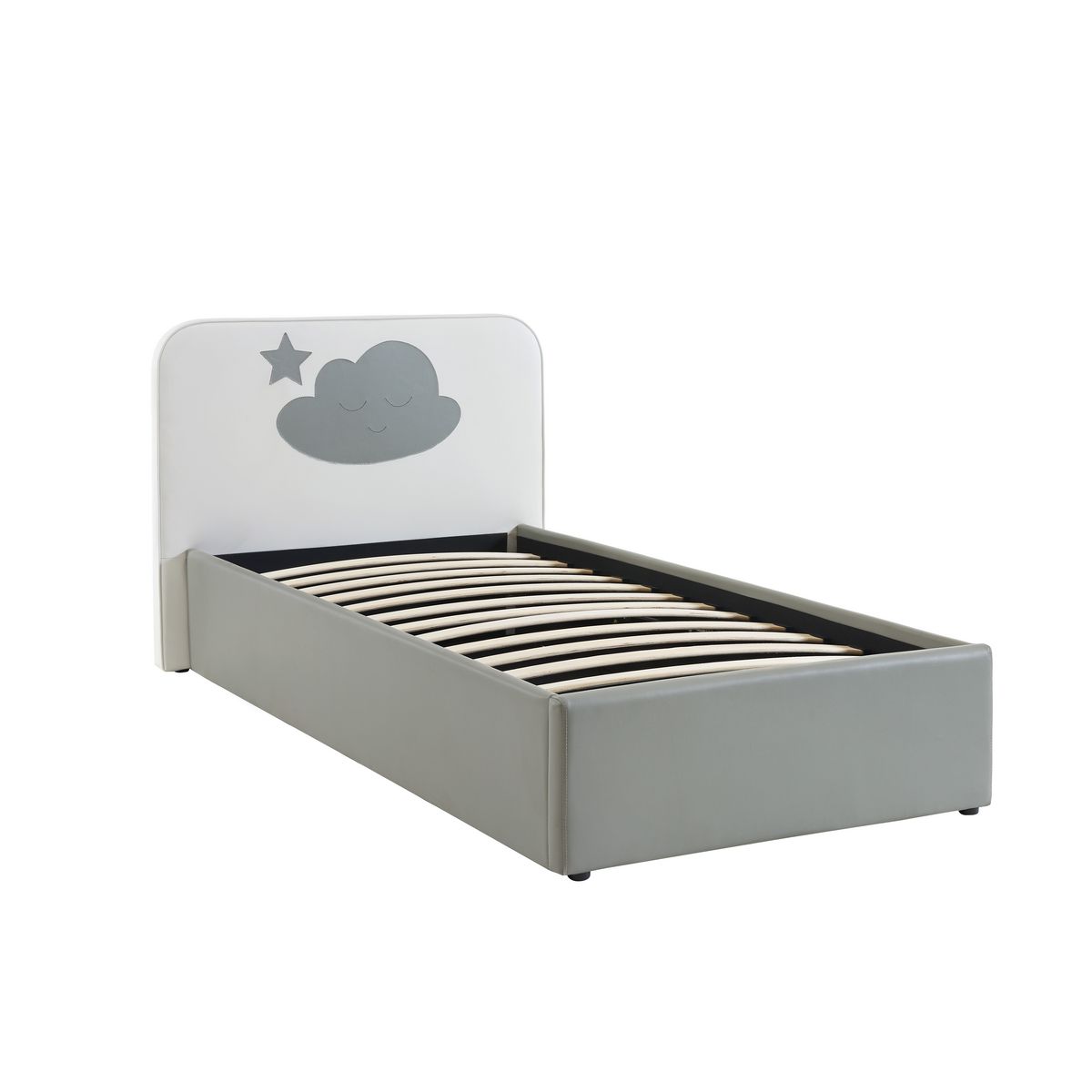 Lit coffre enfant 90x190 cm avec sommier et tête de lit NUAGE