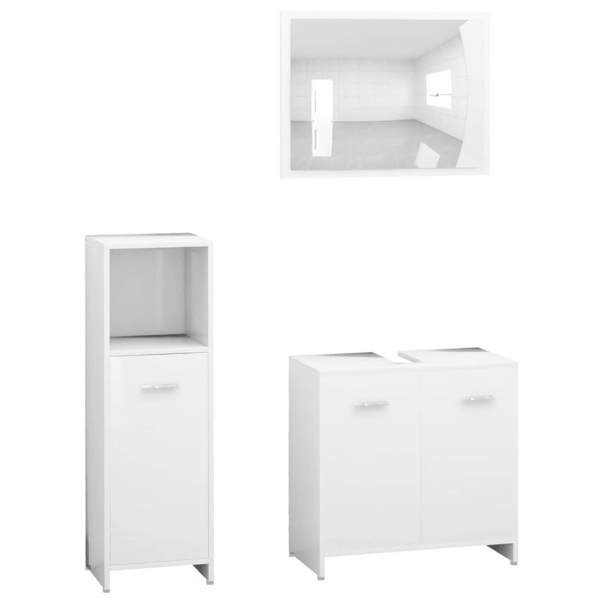 VIDAXL Ensemble de meubles de salle de bain 3pcs Blanc Bois ingenierie