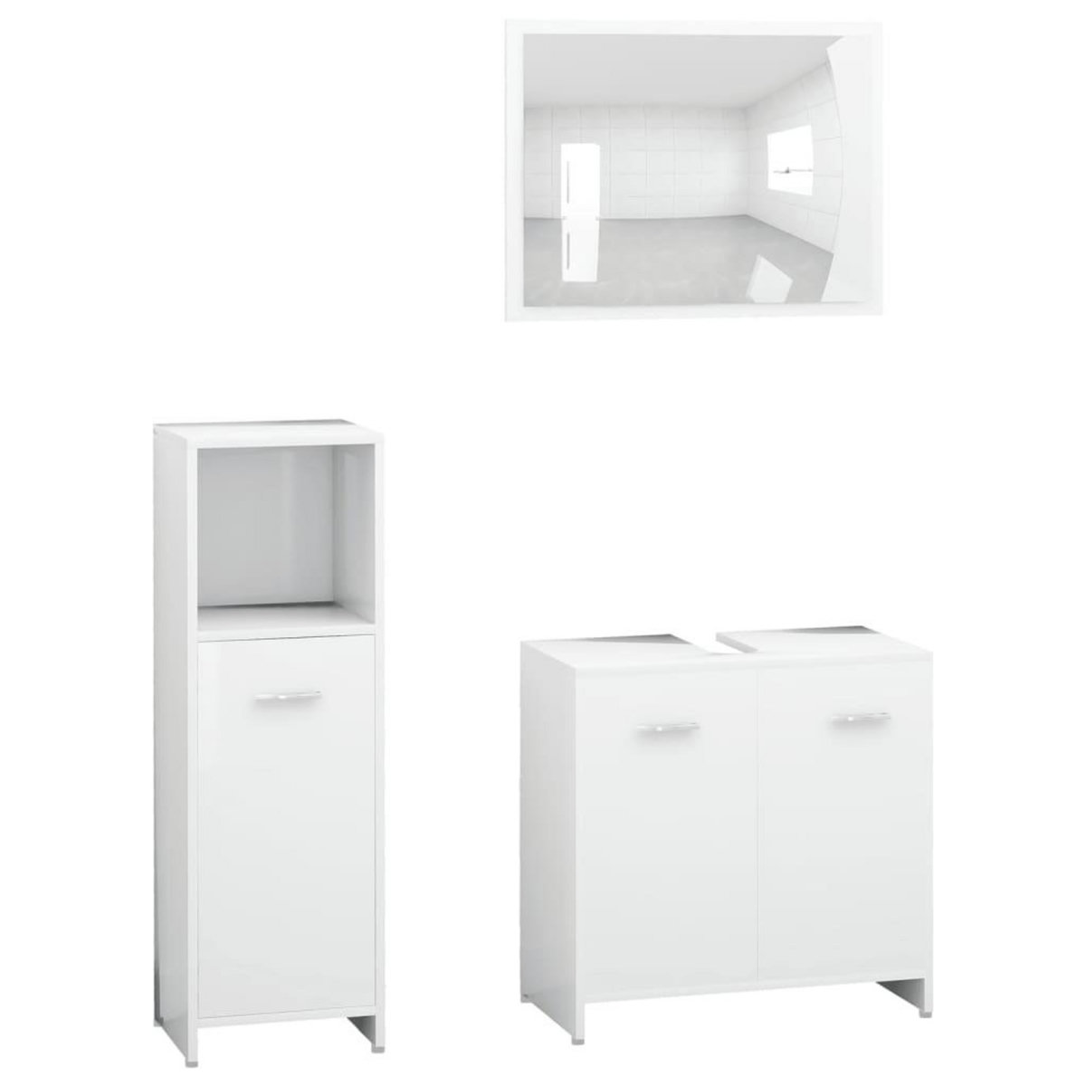 VIDAXL Ensemble de meubles de salle de bain 3pcs Blanc Bois ingenierie