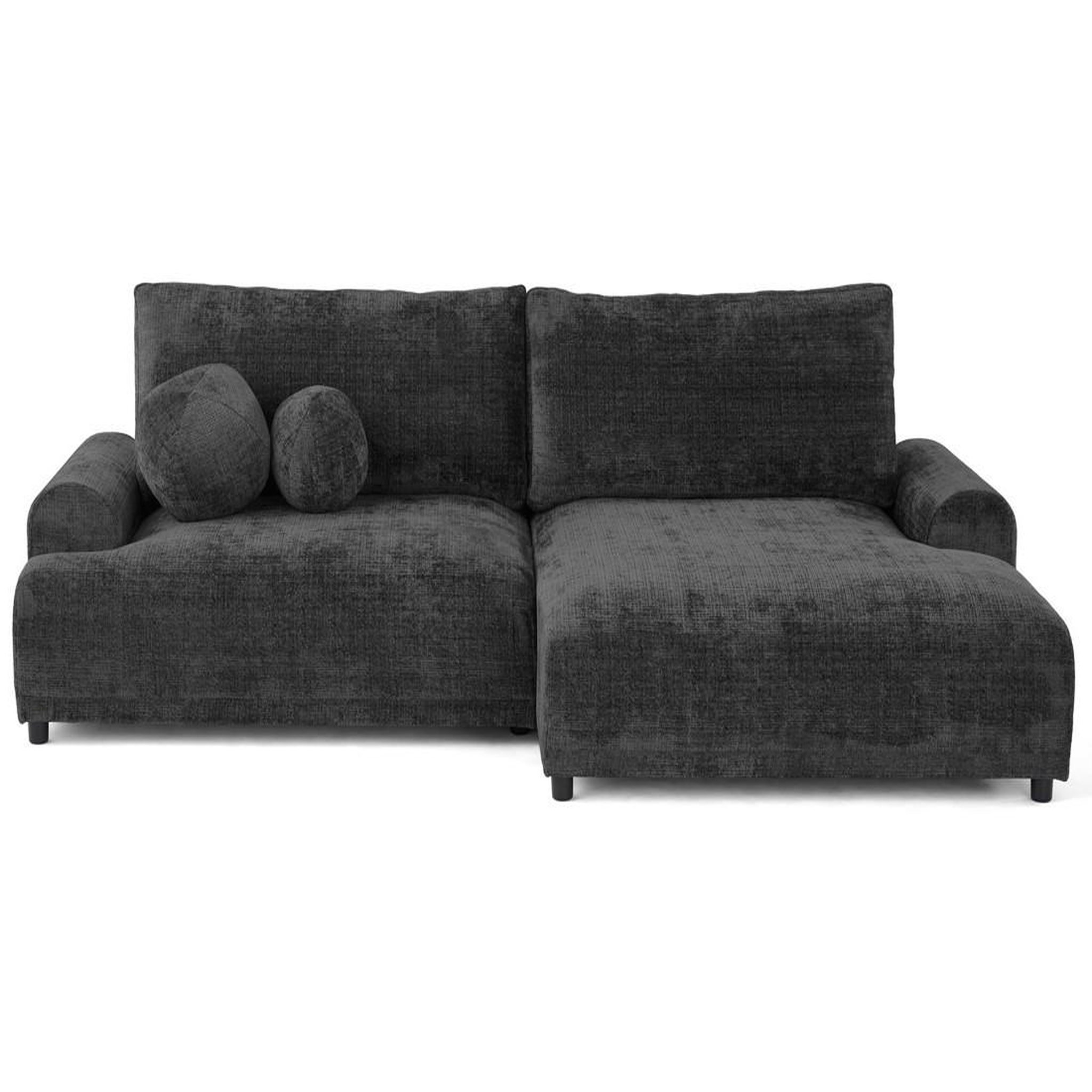 Voir la diapositive 1 : BEST MOBILIER Nelly - canapé d'angle droit 4 places convertible avec coffre en velours texturé