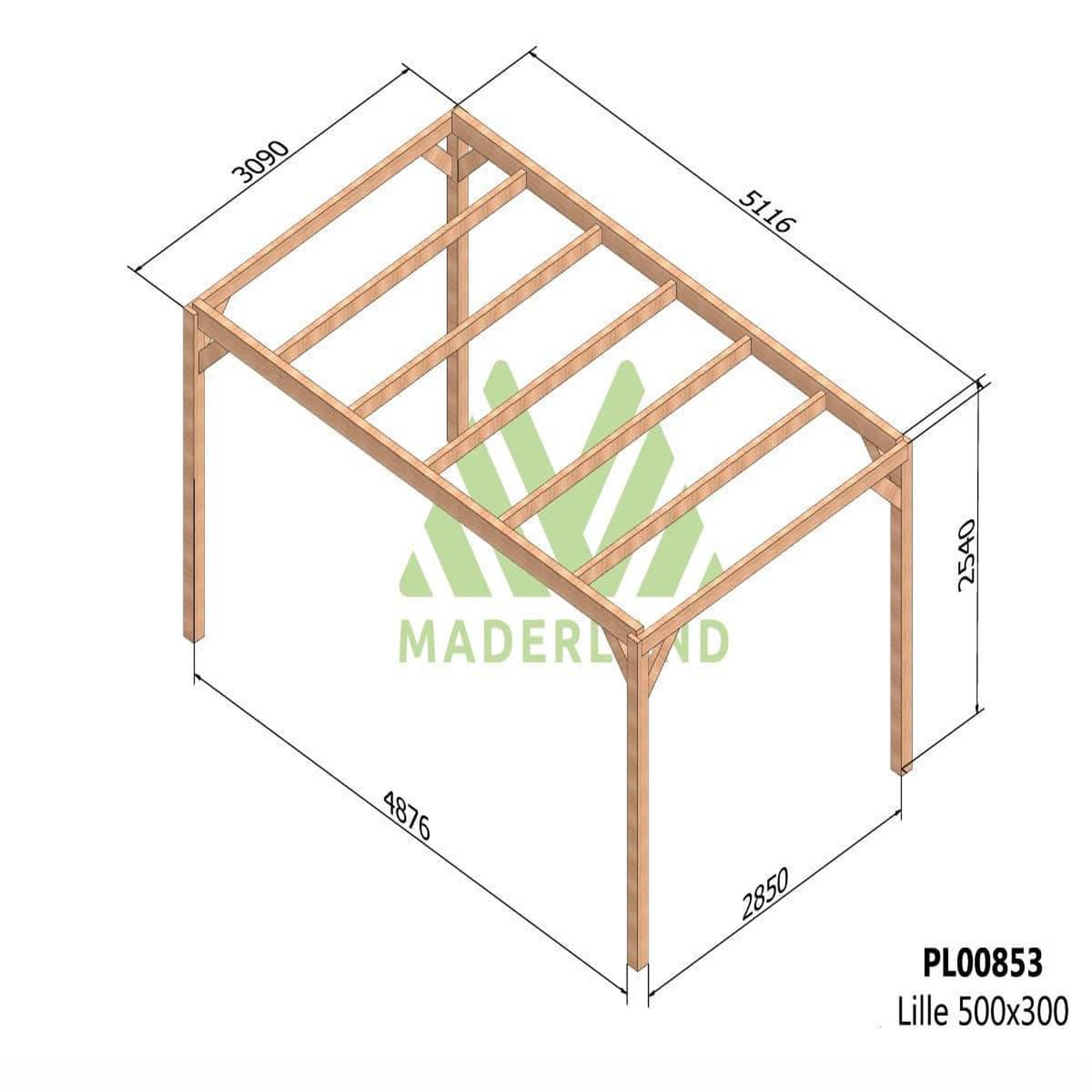 Voir la diapositive 2 : JARDIDECO Pergola en bois lamellé-collé lille 500 x 300 cm - maderland