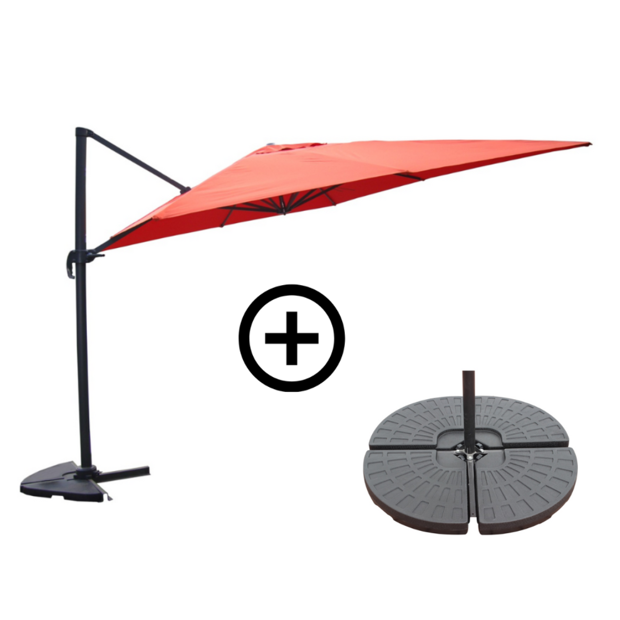 Voir la diapositive 3 : CONCEPT USINE Ensemble parasol  terracotta 3x4m et 4 dalles à lester CESARE