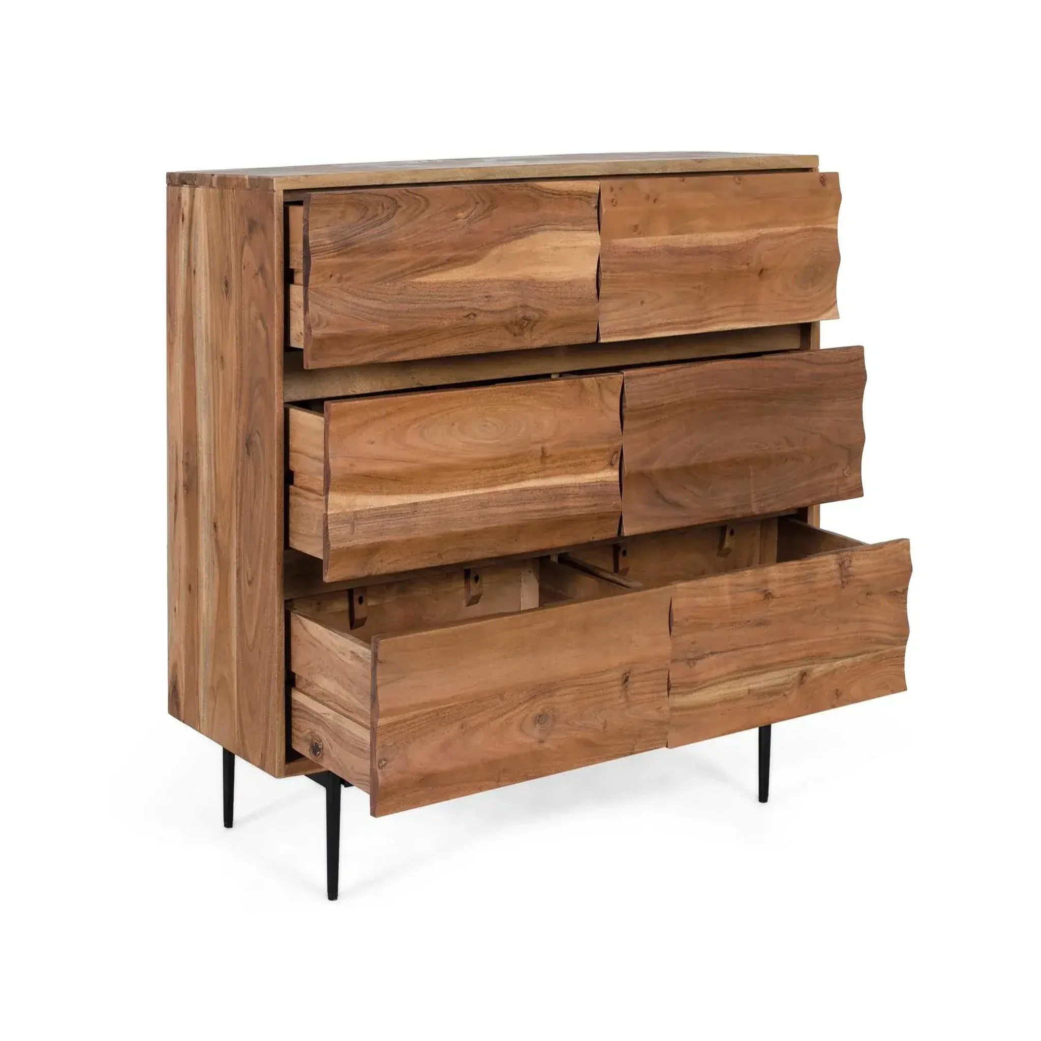 Voir la diapositive 3 : GINER Y COLOMER SL Commode en bois d'acacia 110 cm style rustique moderne