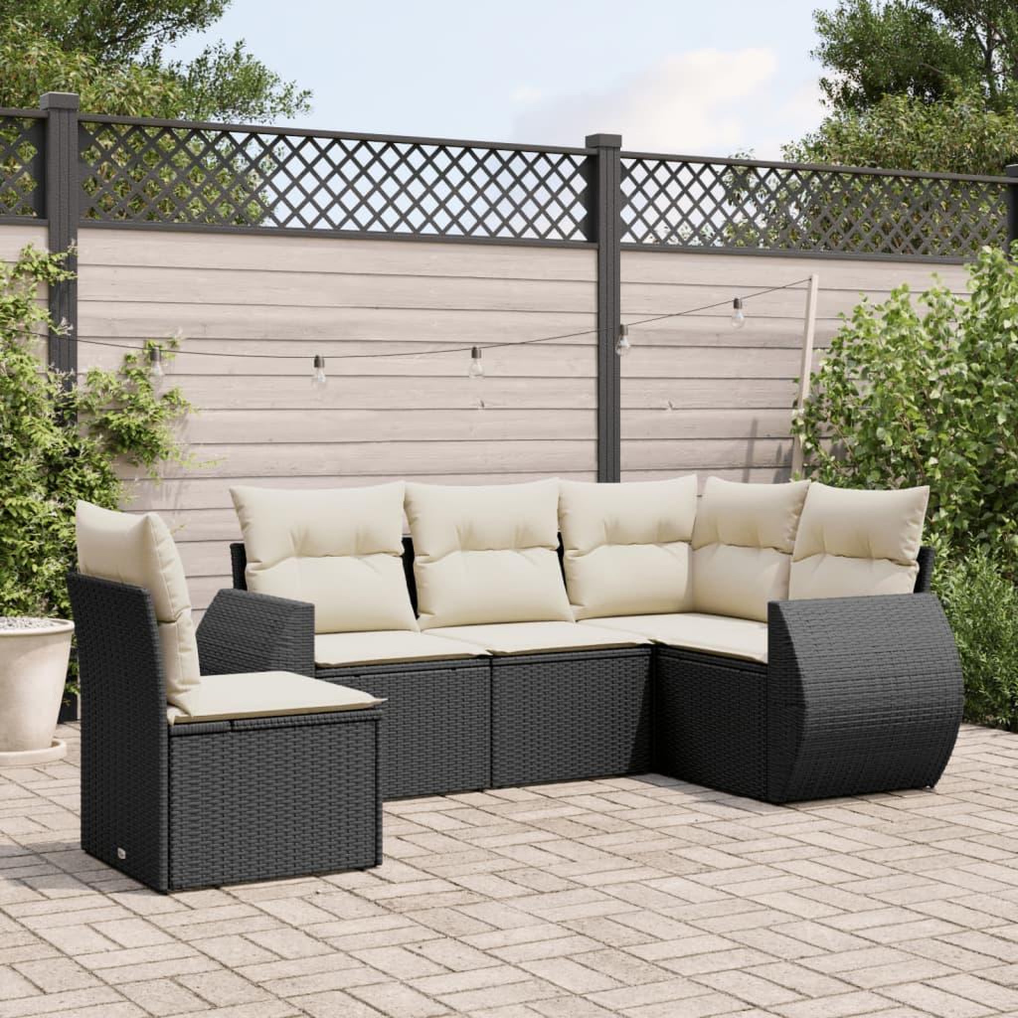 VIDAXL Salon de jardin 5 pcs avec coussins noir resine tressee