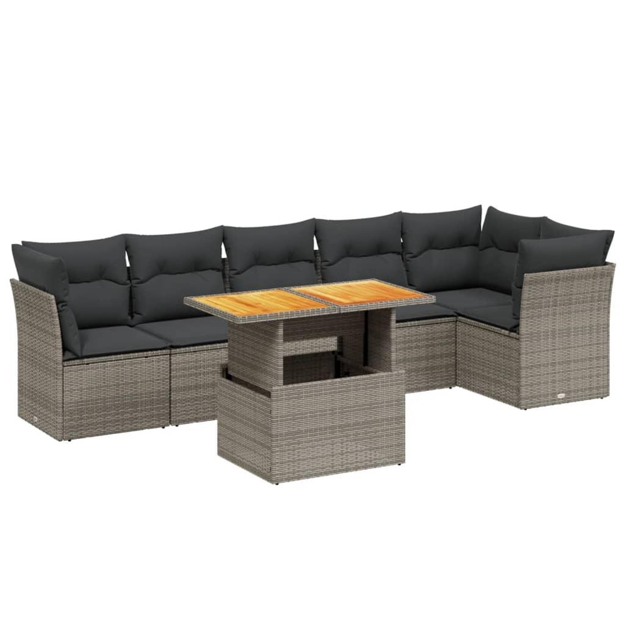 Voir la diapositive 2 : VIDAXL Salon de jardin avec coussins 7 pcs gris resine tressee