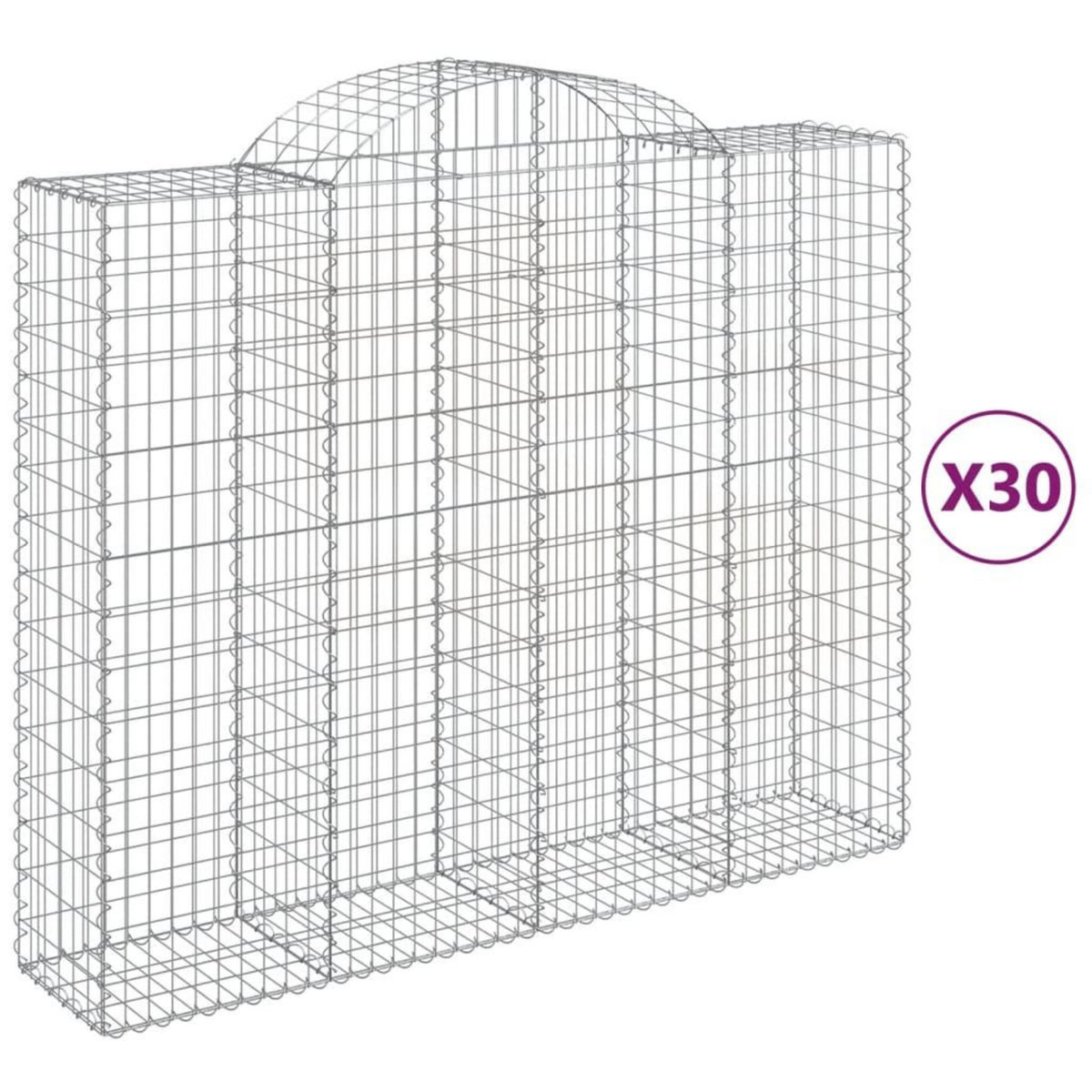 VIDAXL Paniers a gabions arques 30 pcs 200x50x160/180 cm Fer galvanise