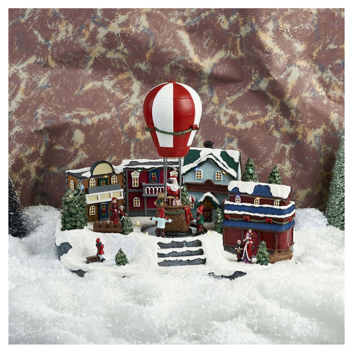 ACTUEL Village lumineux montgolfière h27cm