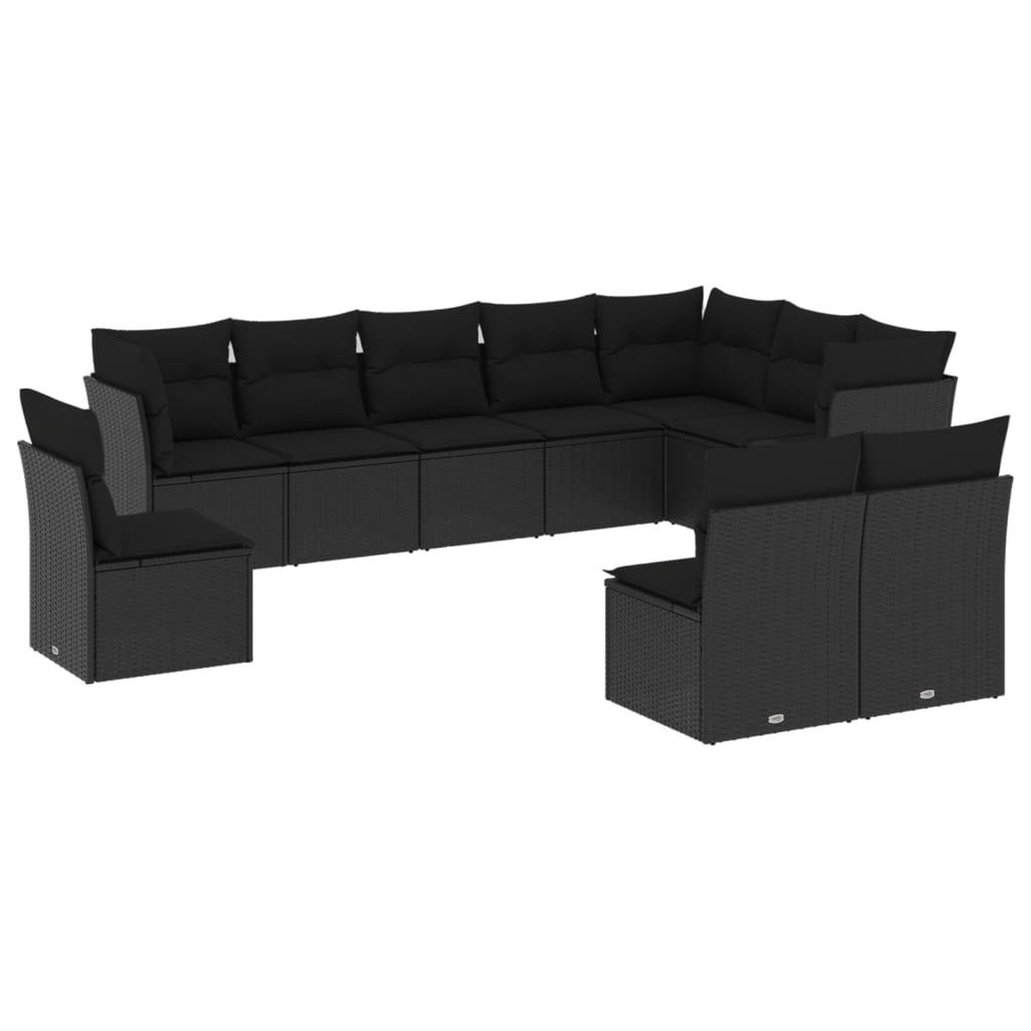 Voir la diapositive 2 : VIDAXL Salon de jardin 10 pcs avec coussins noir resine tressee