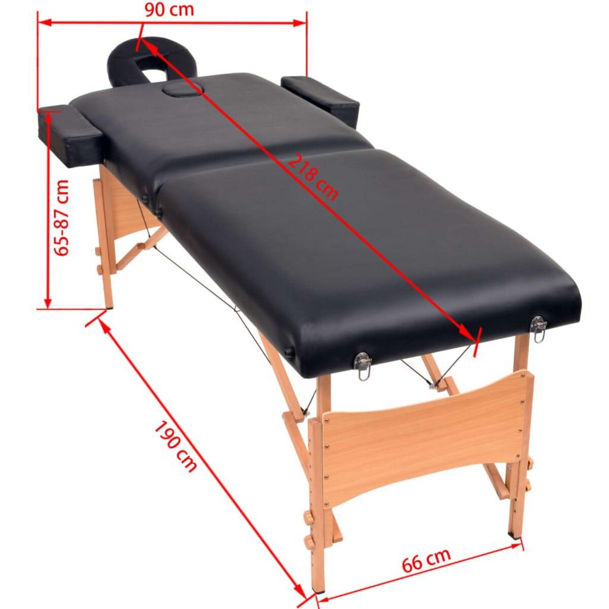 VIDAXL Table de massage pliable a 2 zones 10 cm d'epaisseur Noir