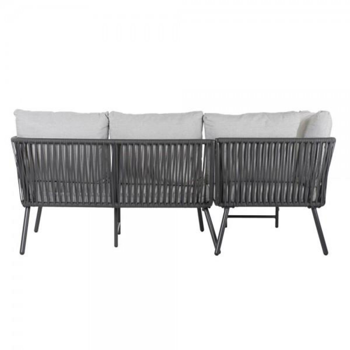 MARKET24 Canapé de jardin DKD Home Decor Noir Métal Aluminium Corde 30 x 40 cm 192 x 163 x 86 cm