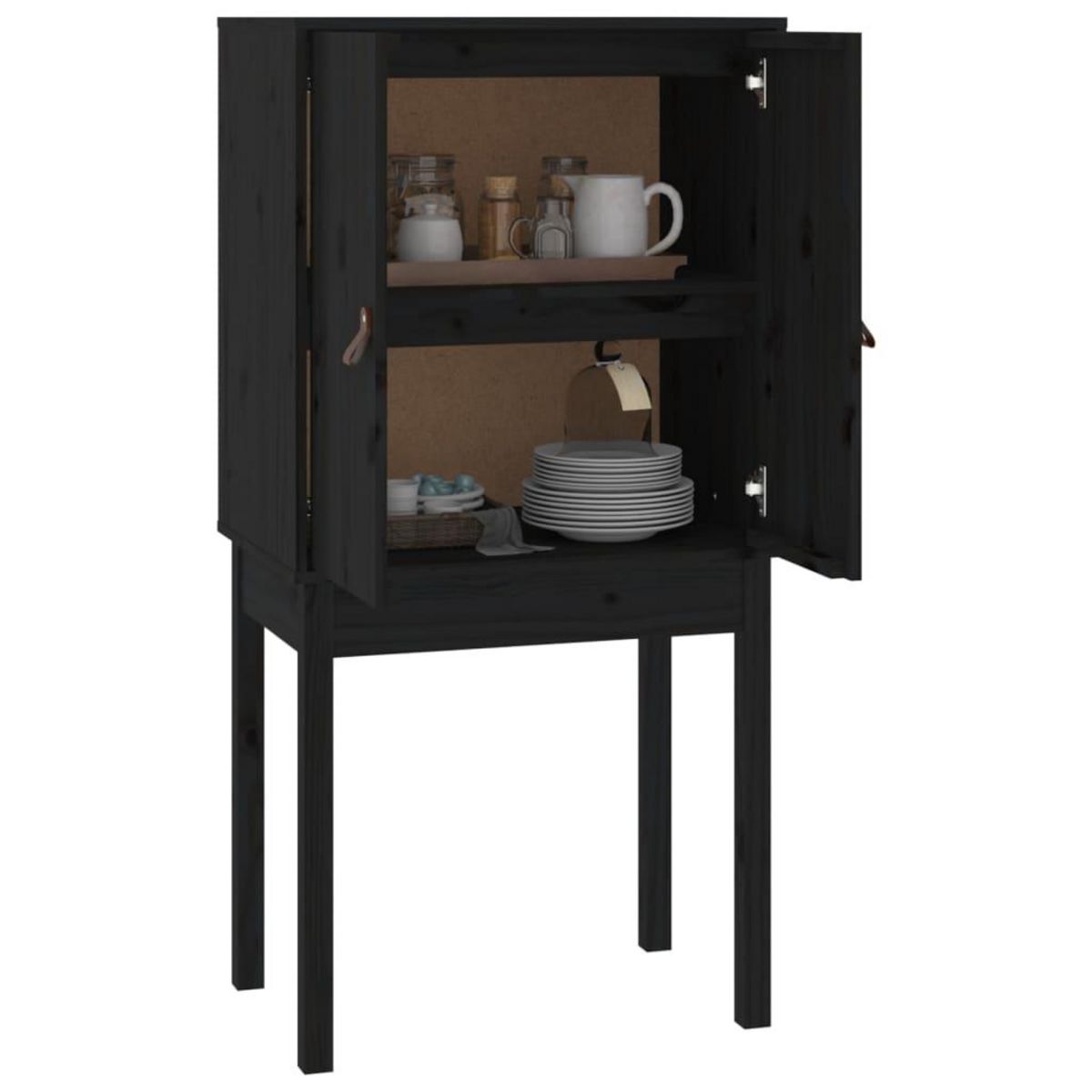 VIDAXL Buffet haut Noir 60x40x120 cm Bois massif de pin