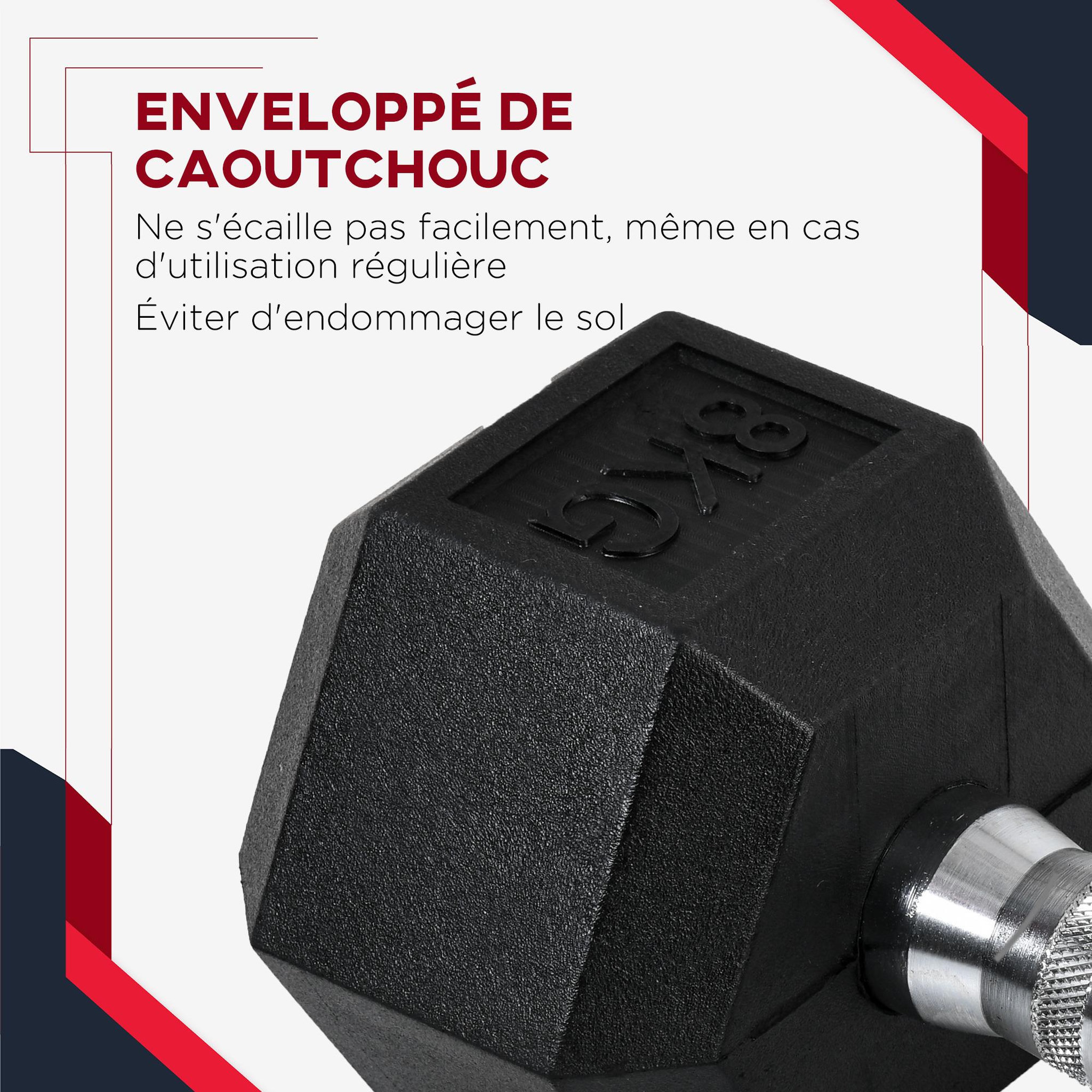 Voir la diapositive 4 : HOMCOM Ensemble d'haltères courtes total 16 kg - entraînement musculaire & haltérophilie - acier caoutchouc noir