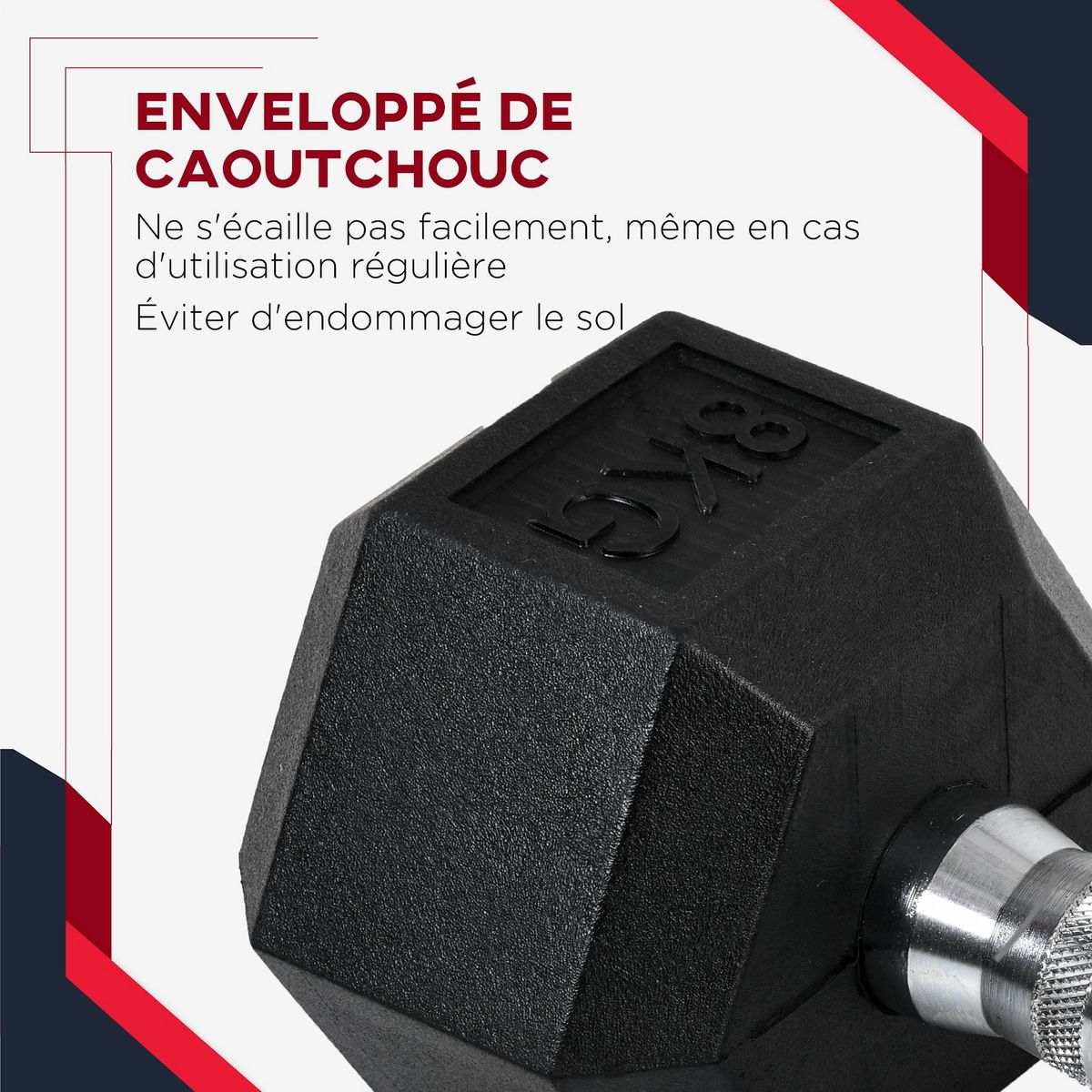 HOMCOM Ensemble d'haltères courtes total 16 Kg - entraînement musculaire & haltérophilie - acier caoutchouc noir