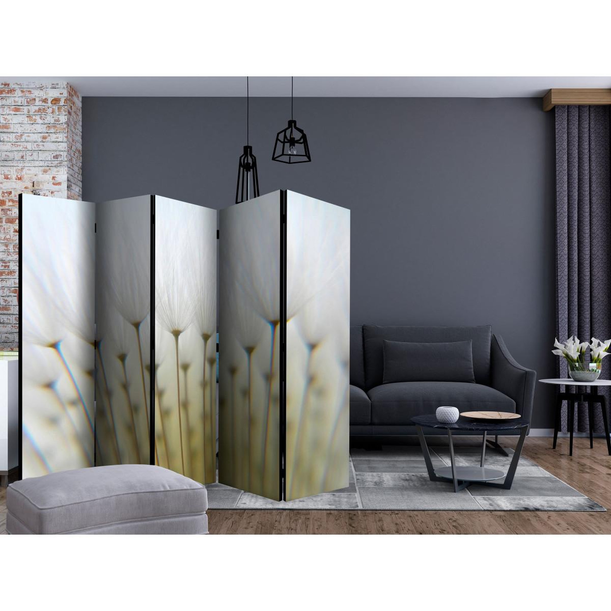 Voir la diapositive 2 : Paris Prix Paravent 5 volets  dandelion forest  172x225cm