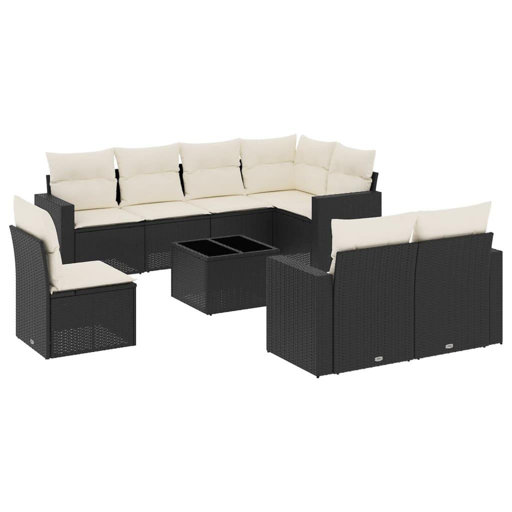 Voir la diapositive 2 : VIDAXL Salon de jardin 9 pcs avec coussins noir resine tressee