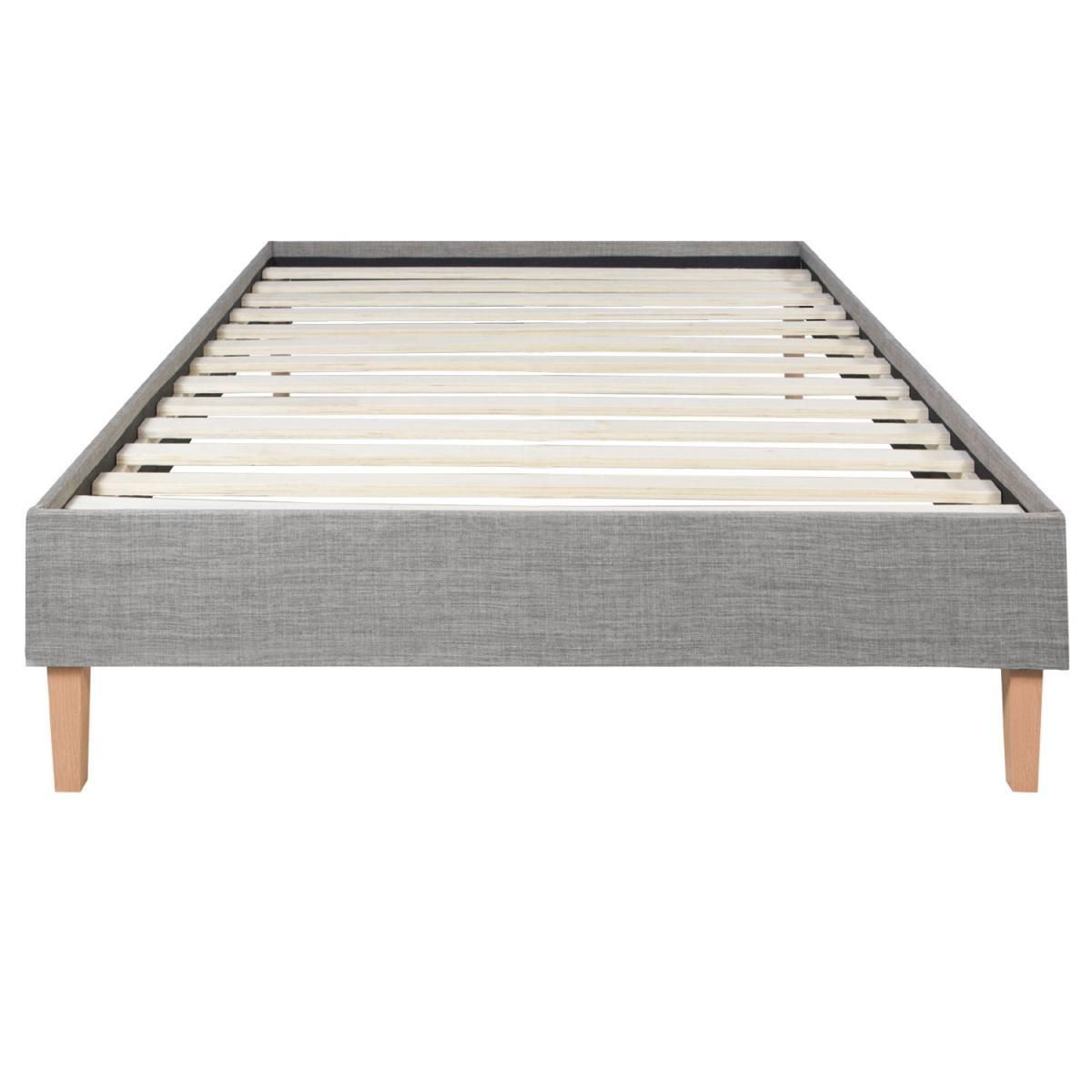 HomeStyle4U Cadre de Lit Simple 90 x 200 Gris Sommier à Lattes