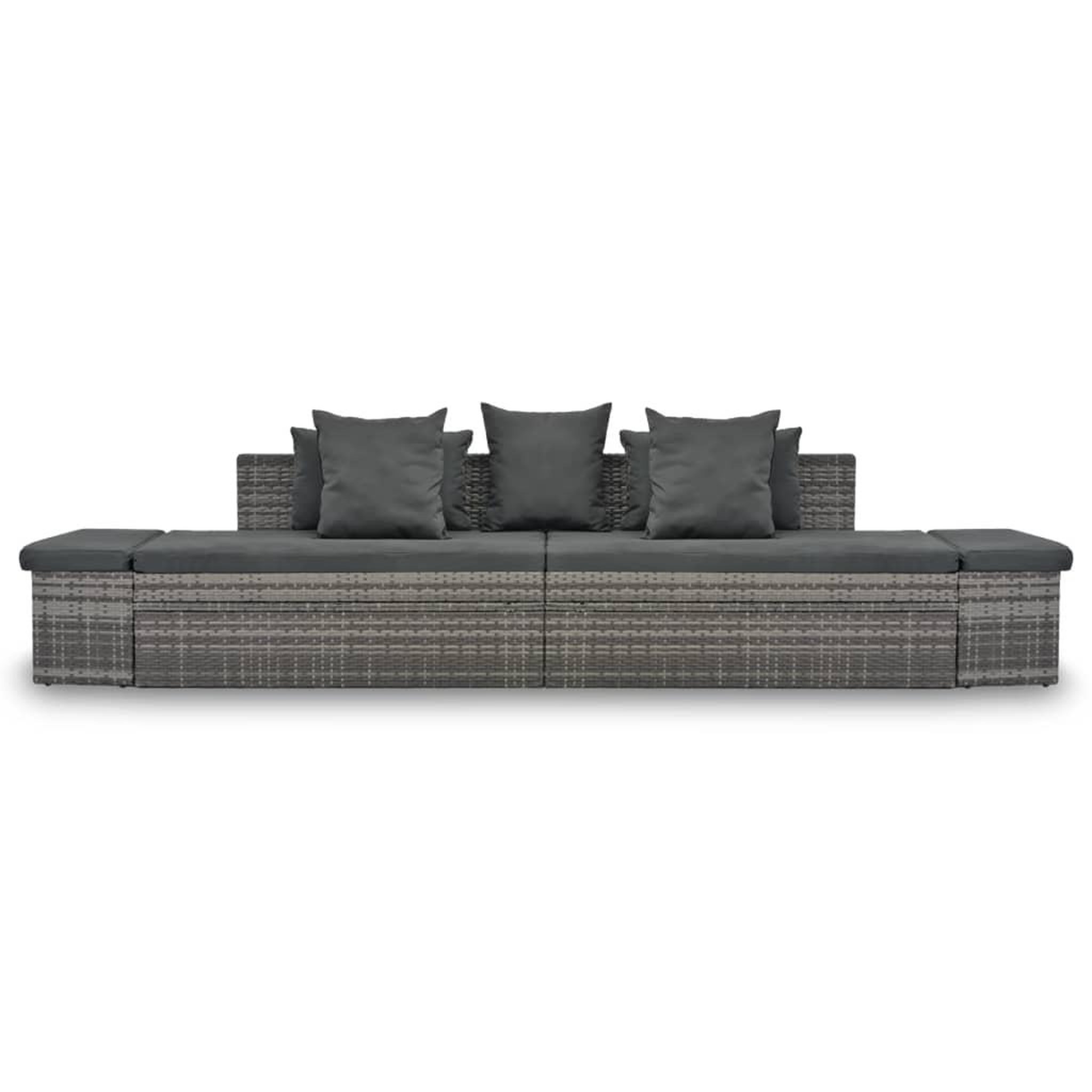 Voir la diapositive 2 : VIDAXL Salon de jardin 4 pcs avec coussins resine tressee gris