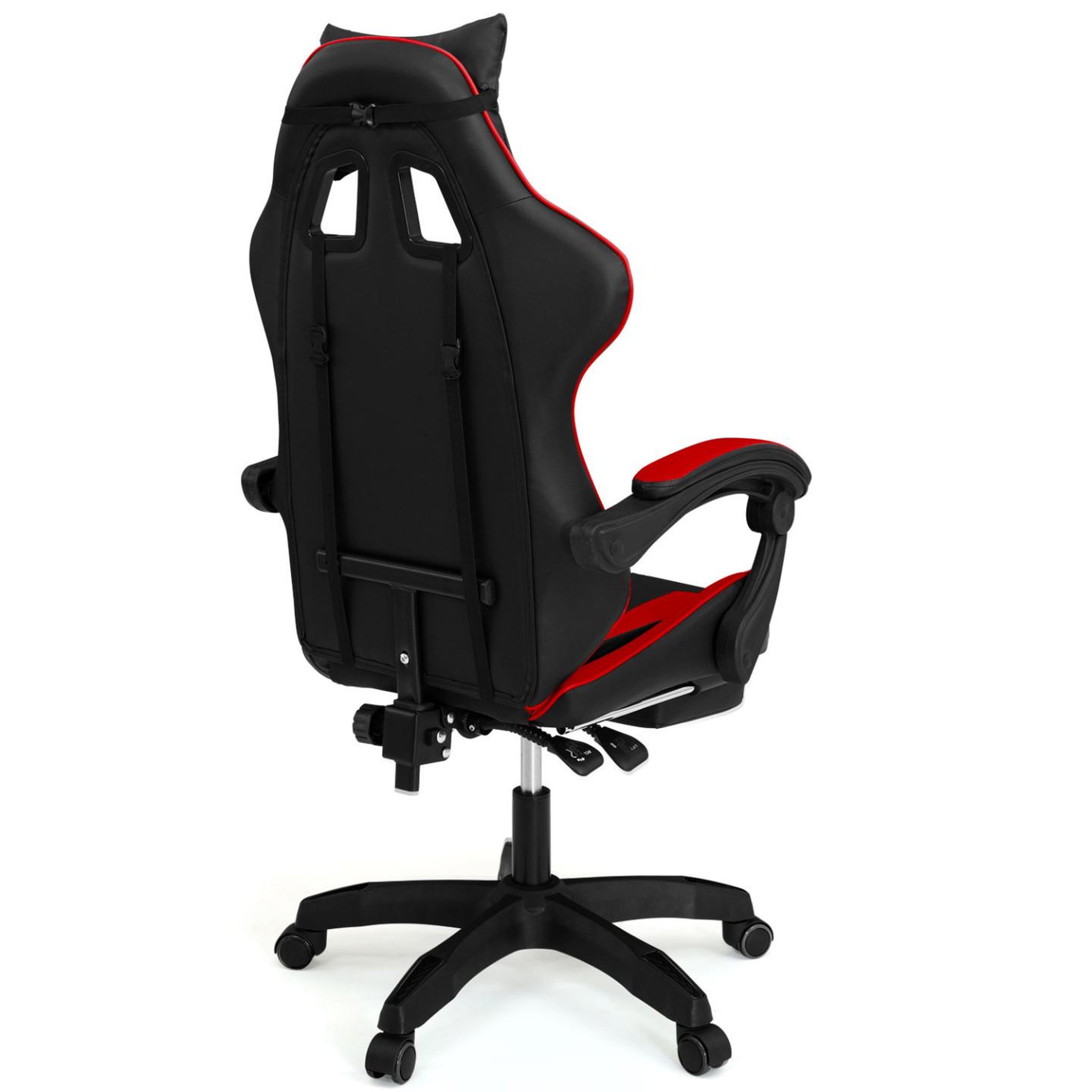 Voir la diapositive 6 : ID MARKET Fauteuil de gaming alex réglable avec repose-pied, coussin de tête et coussin lombaire noir et rouge