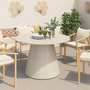 Voir la diapositive 2 : ID MARKET Table de jardin ronde AMELIA 120 CM 6 personnes avec pied central en métal beige