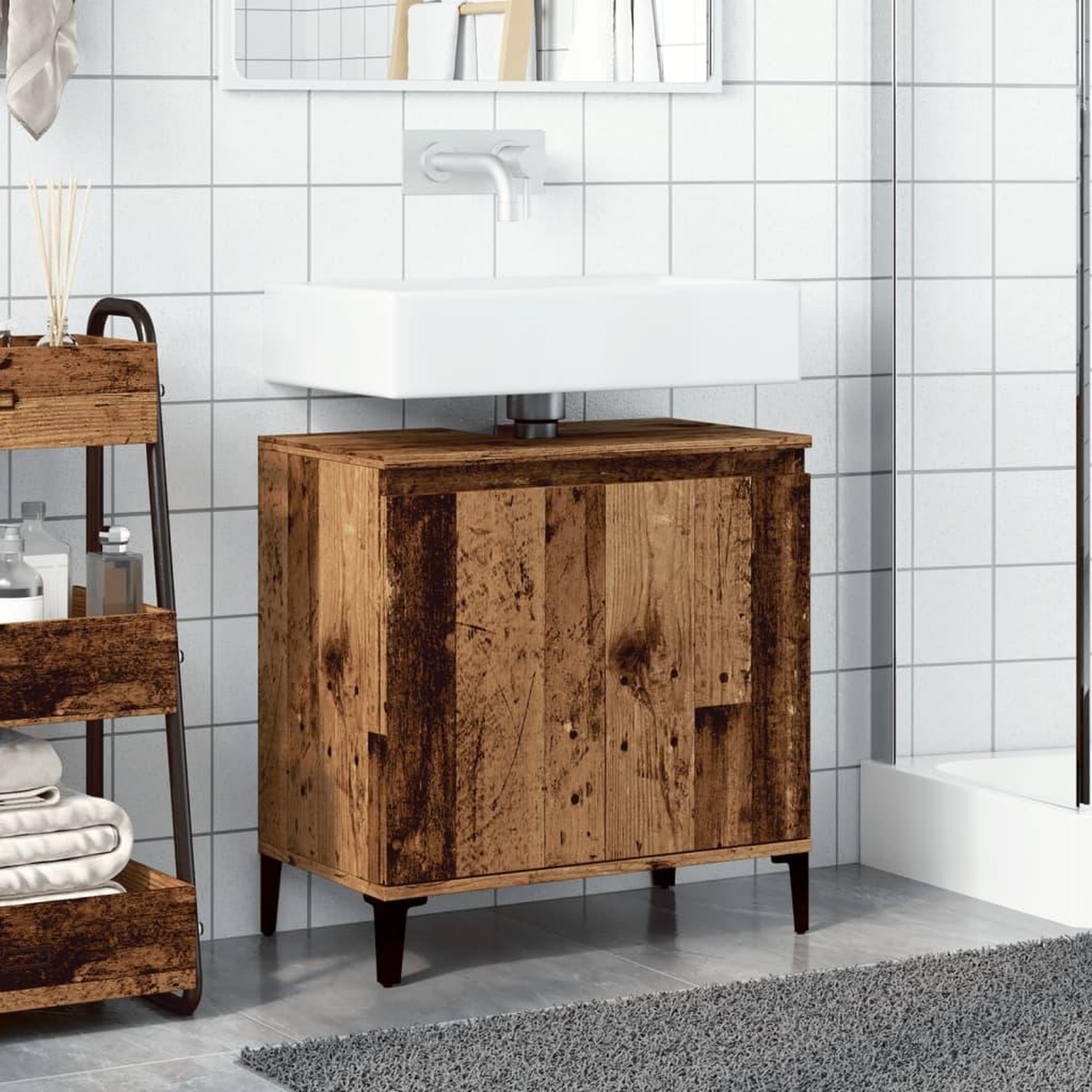 Voir la diapositive 3 : VIDAXL Armoire d'evier vieux bois 58x33x60 cm bois d'ingenierie