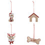 Voir la diapositive 1 : ATMOSPHERA Lot de 4 Sujets de Noël  Chien  12cm Beige & Rouge