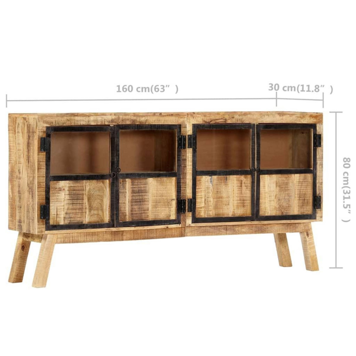 VIDAXL Buffet Marron et noir 160x30x80 cm Bois de manguier solide brut