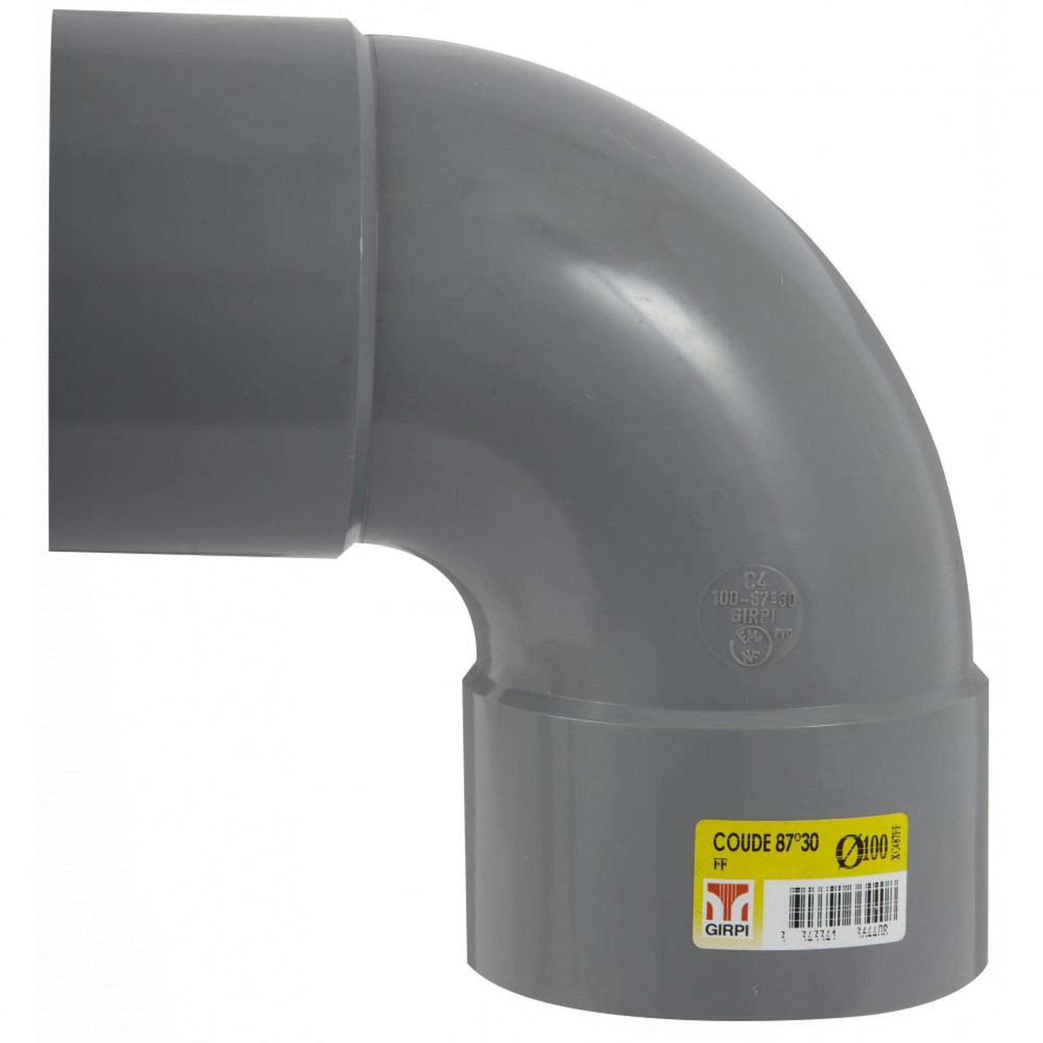 GIRPI Coude 87.3° en pvc à coller, femelle / femelle, D100