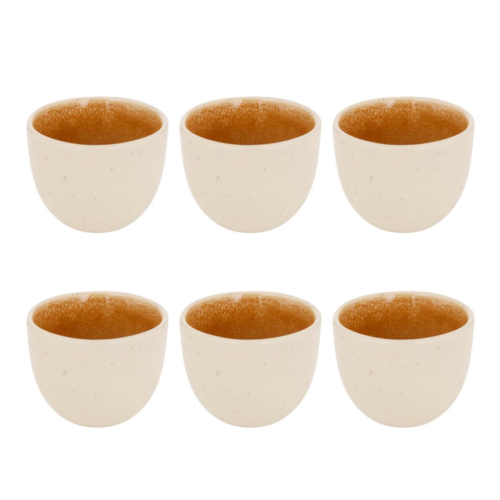 SECRET DE GOURMET Lot de 6 tasses à café en faïence  wonja  10cl ocre