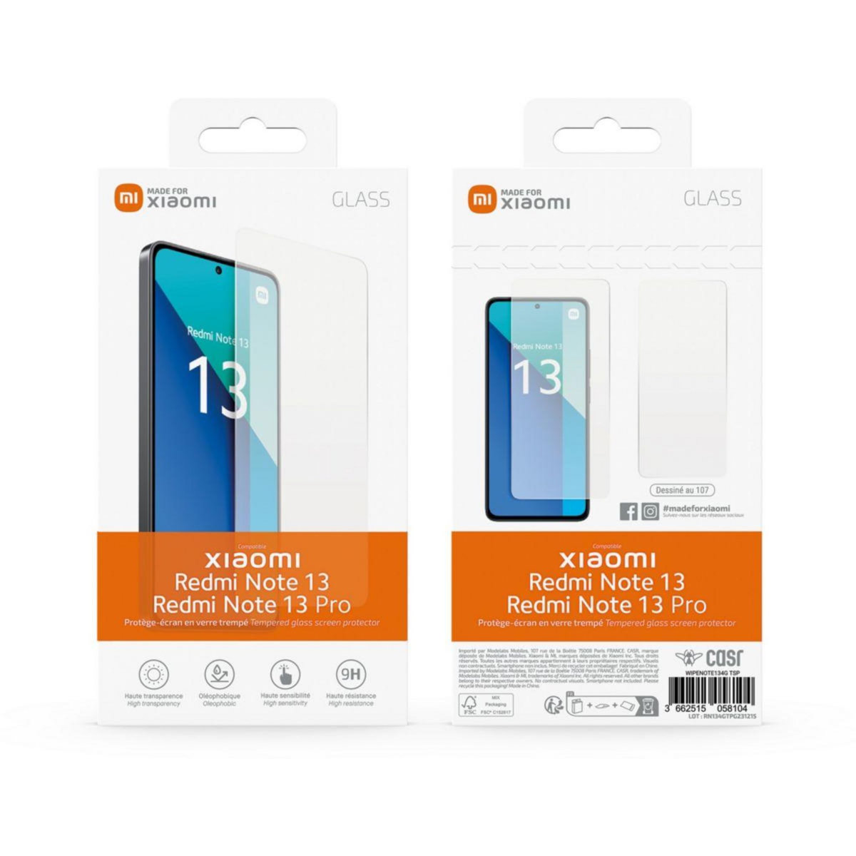 MADE FOR XIAOMI Protège écran Redmi Note 13/13 Pro 4G Verre trempé