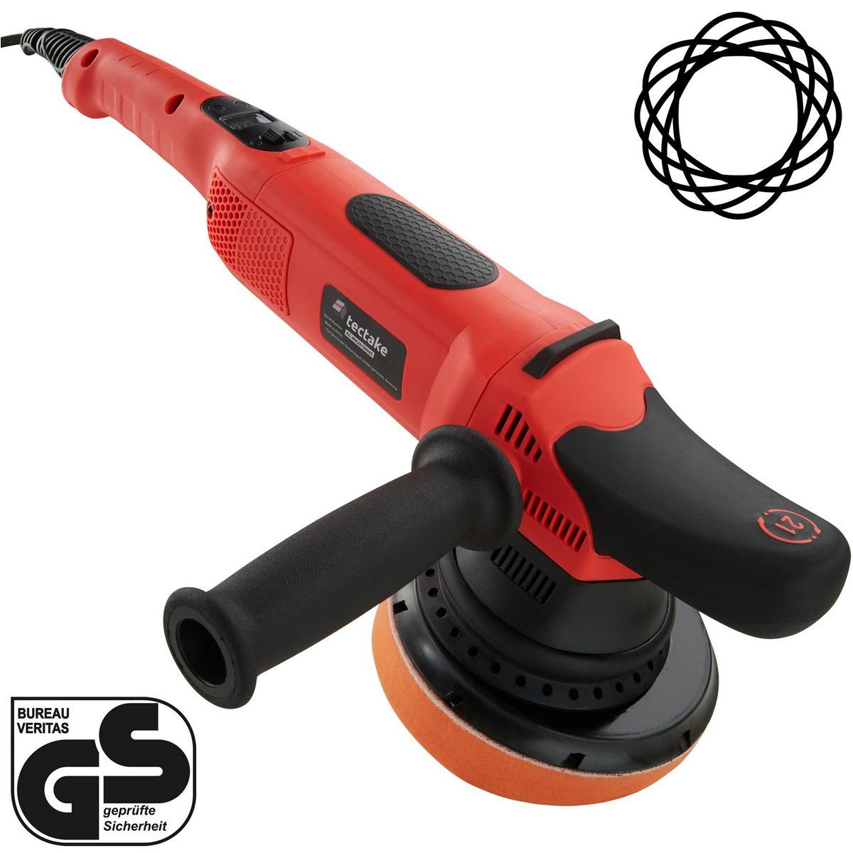 tectake Lustreuse Polisseuse Rotative avec accessoires 810 W et 1650 - 4800 trs/min noir/rouge