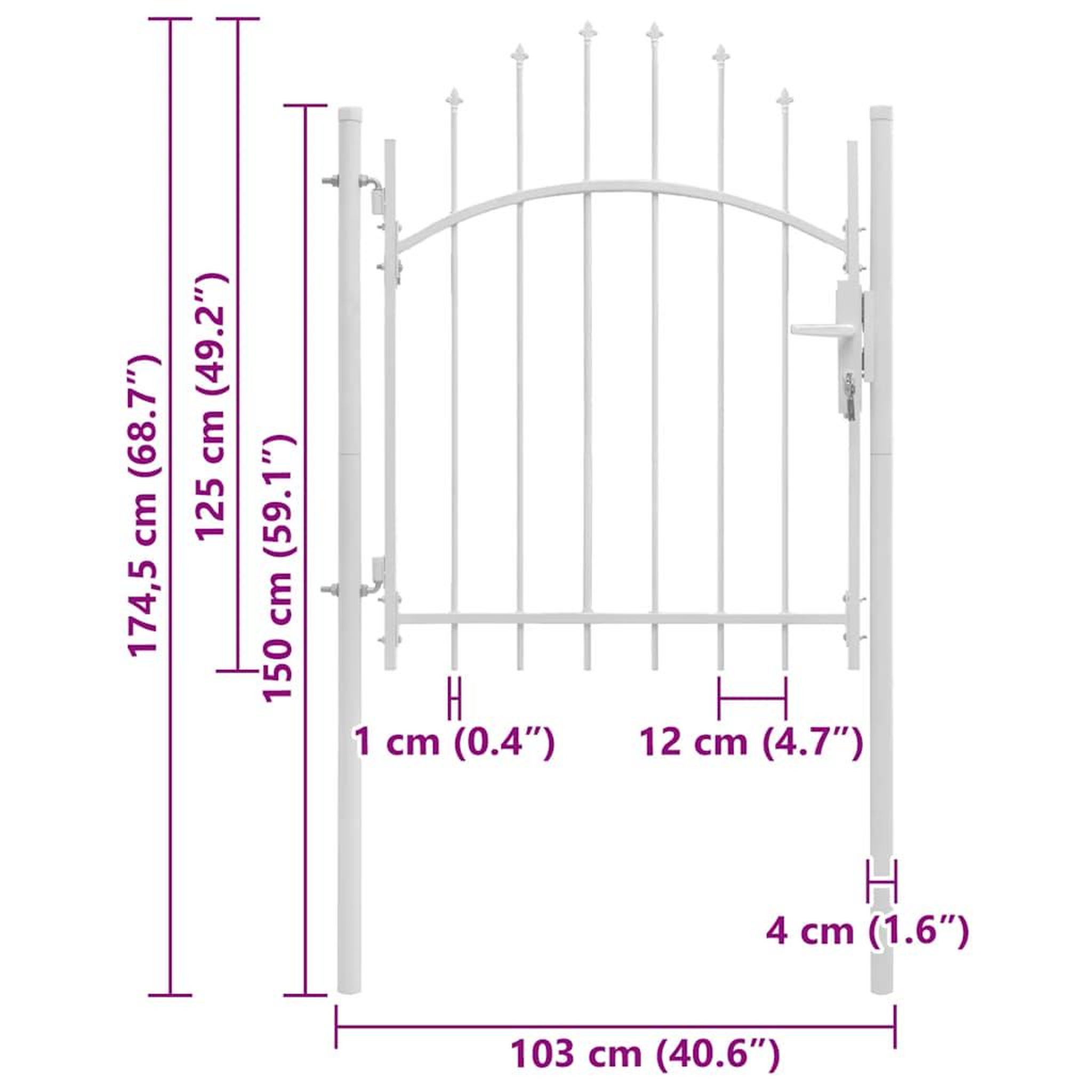 Voir la diapositive 6 : VIDAXL Portail de jardin Acier 1 x 1,75 m Blanc