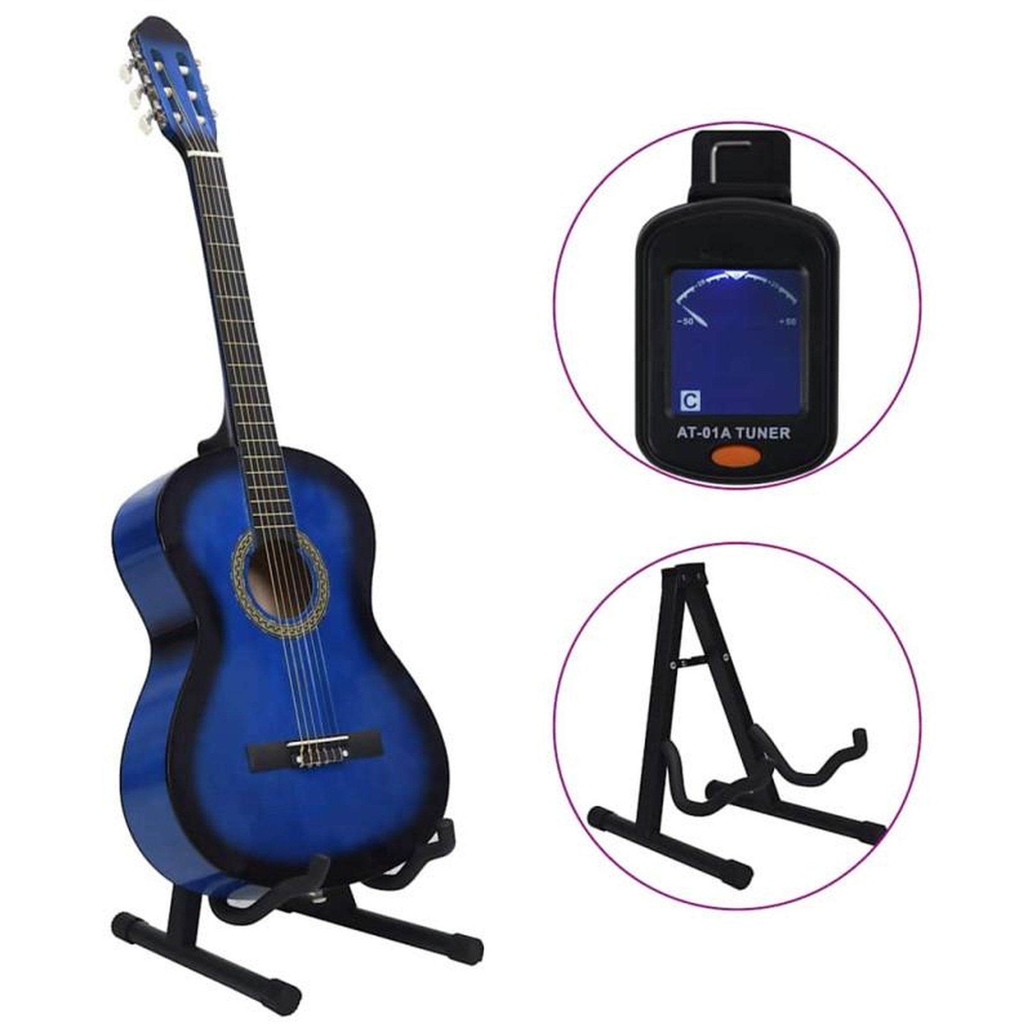 Voir la diapositive 3 : VIDAXL Jeu de guitare classique de débutant 12 pcs Bleu 4 4 39