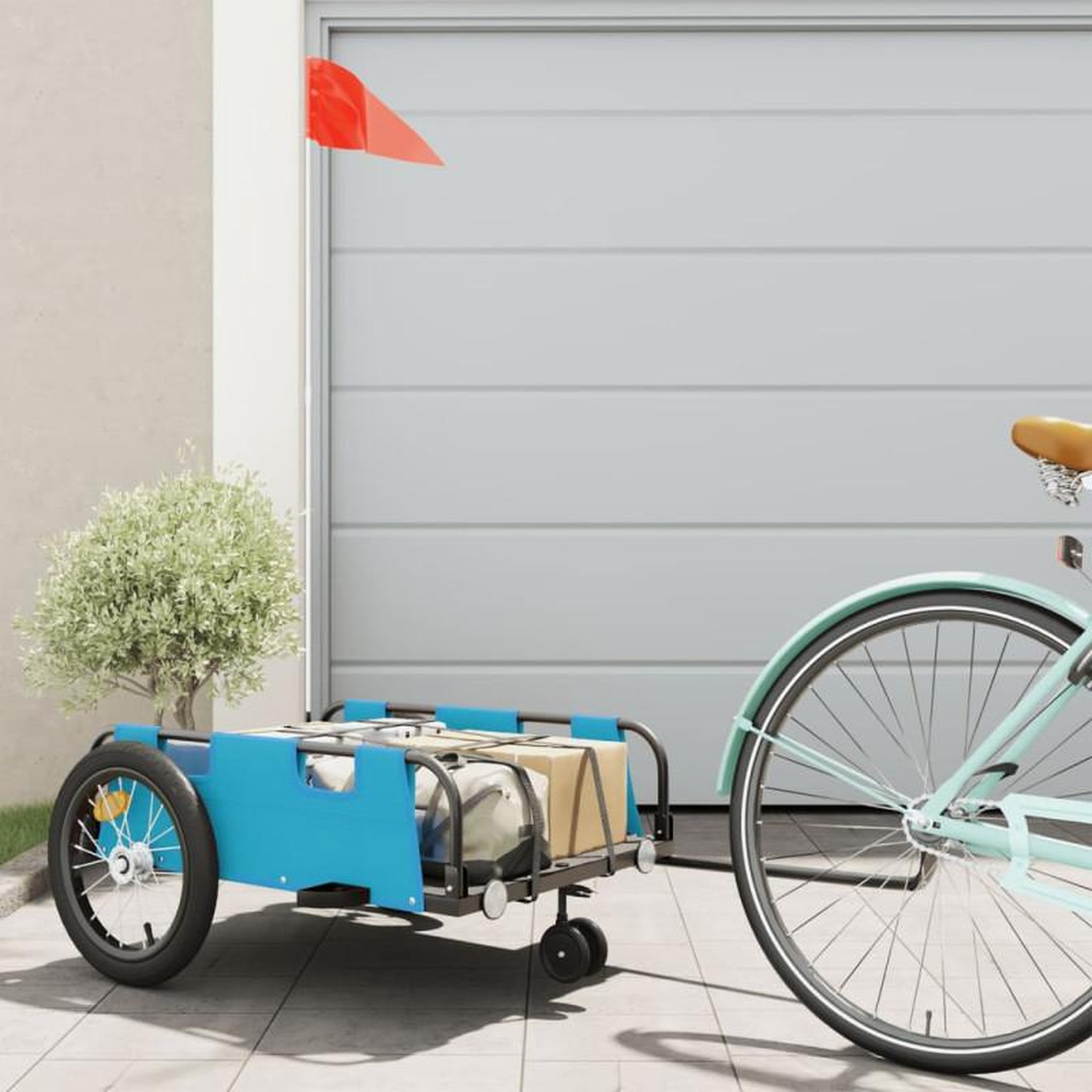 VIDAXL Remorque de vélo bleu tissu oxford et fer