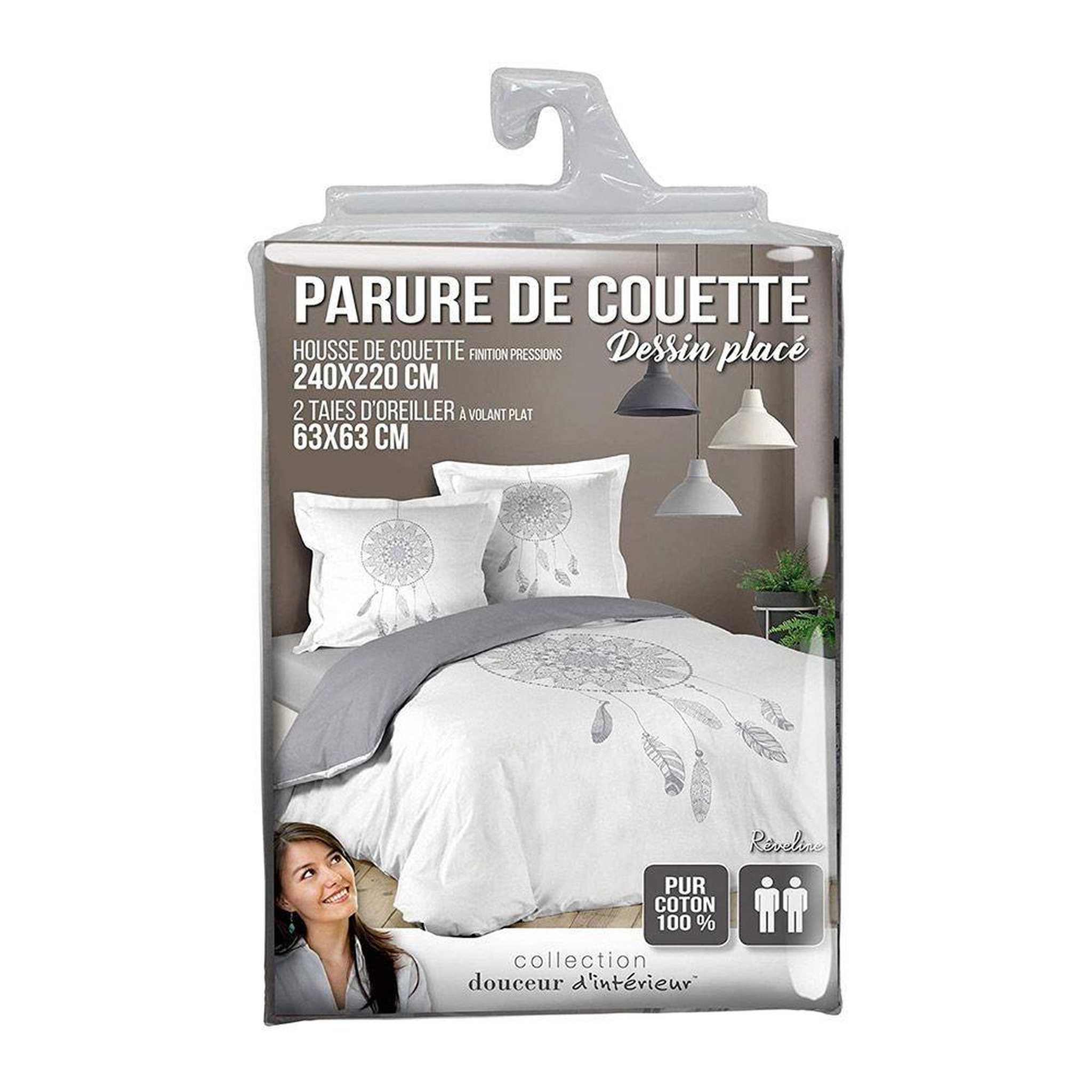 Voir la diapositive 4 : Douceur d'Intérieur Housse de couette 220x240 + 2 taies Reveline coton