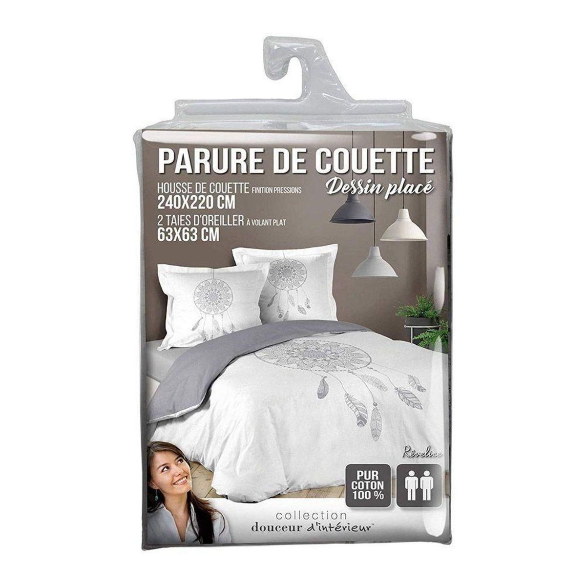 Douceur d'Intérieur Housse de couette 220x240 + 2 taies Reveline coton