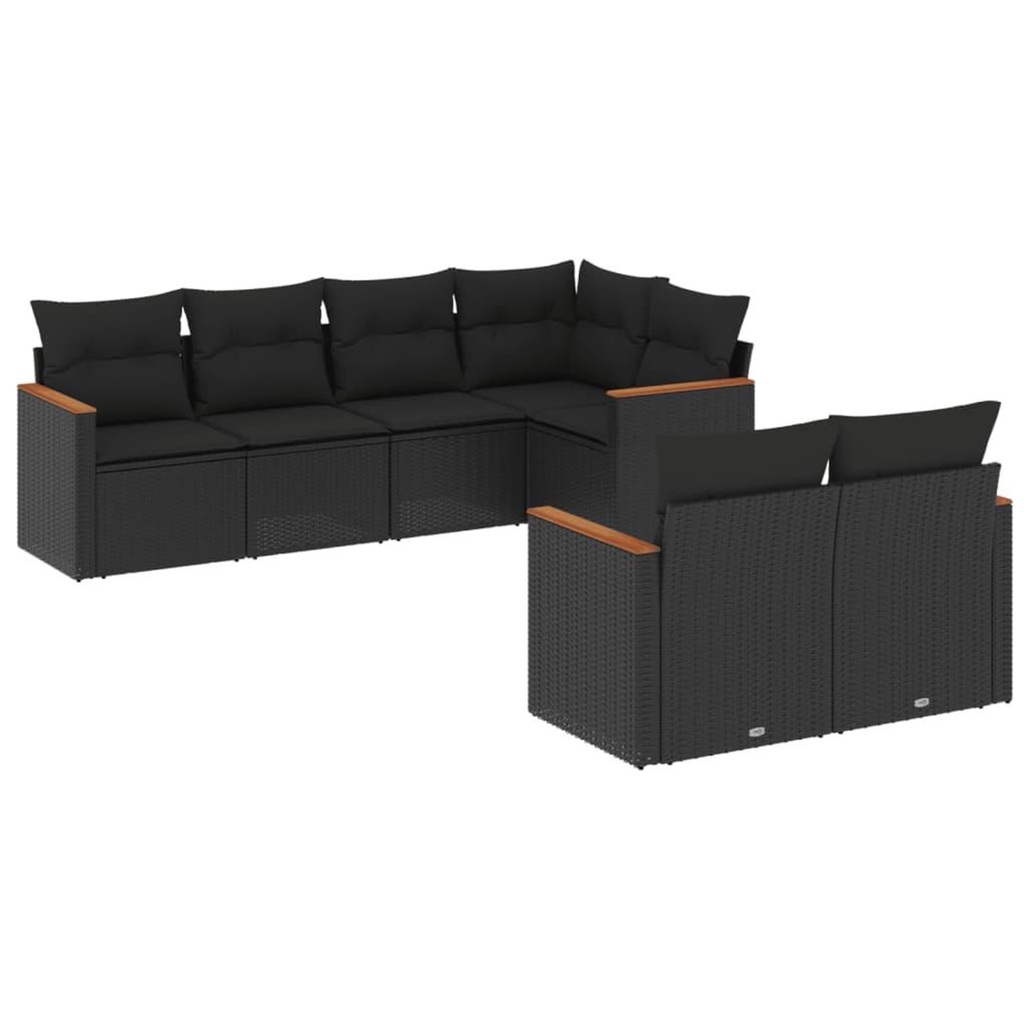 Voir la diapositive 2 : VIDAXL Salon de jardin 7 pcs avec coussins noir resine tressee