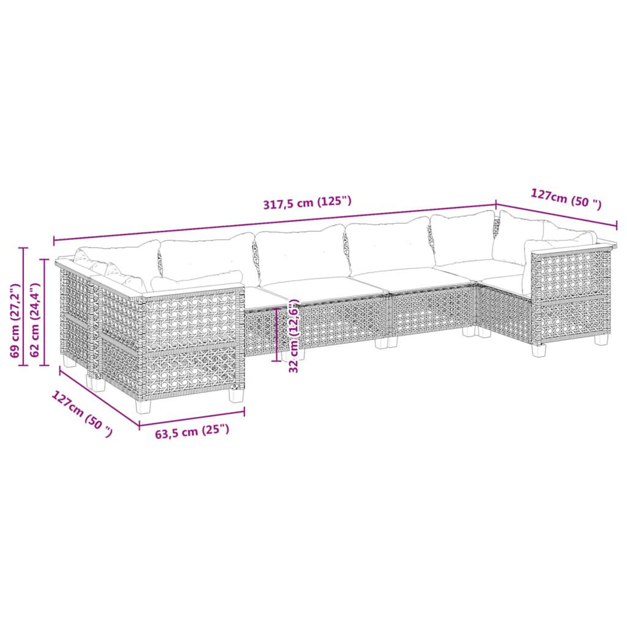 Voir la diapositive 6 : VIDAXL Salon de jardin 7 pcs avec coussins noir resine tressee