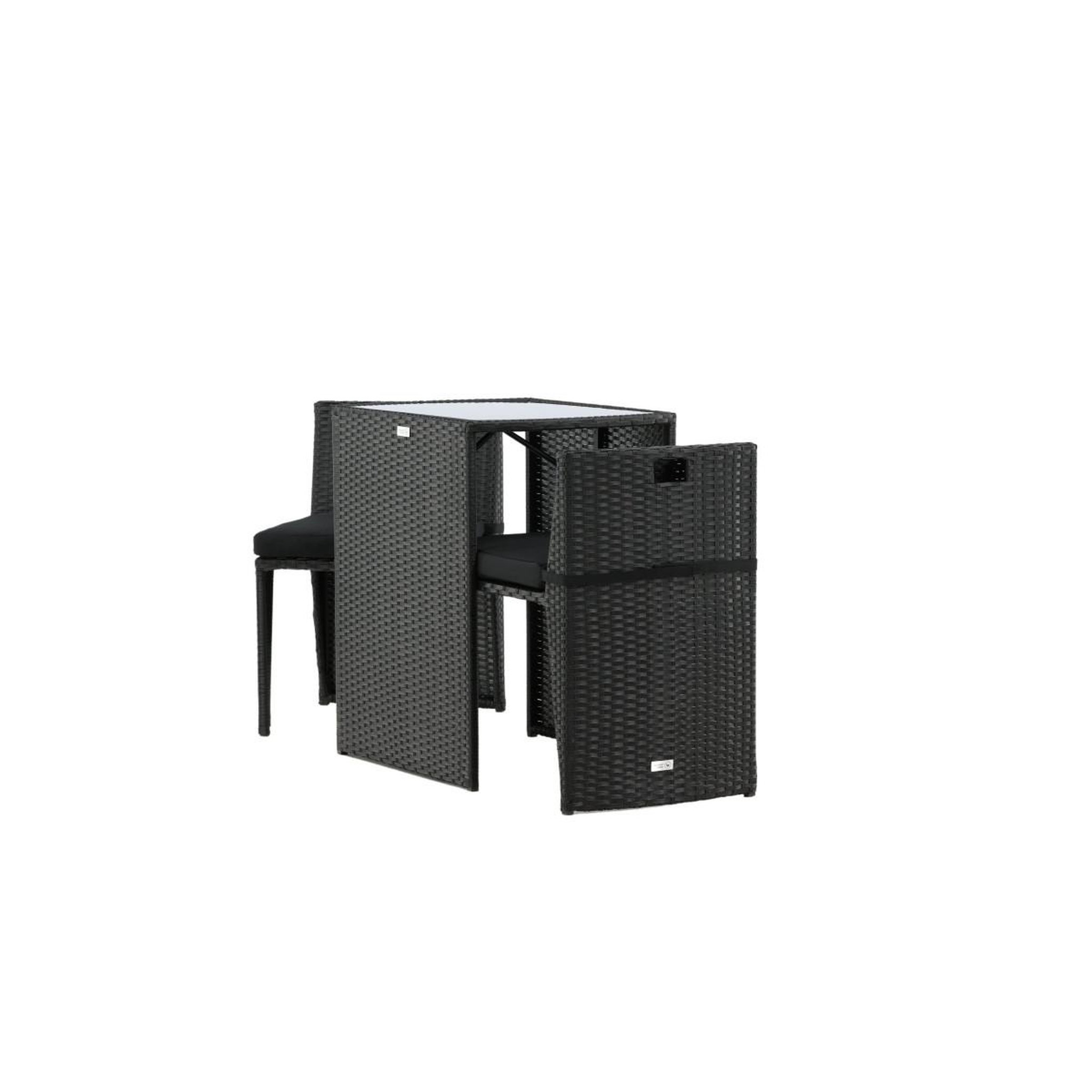 Voir la diapositive 3 : Paris Prix Ensemble table de jardin & 2 chaises  savanna  75cm noir