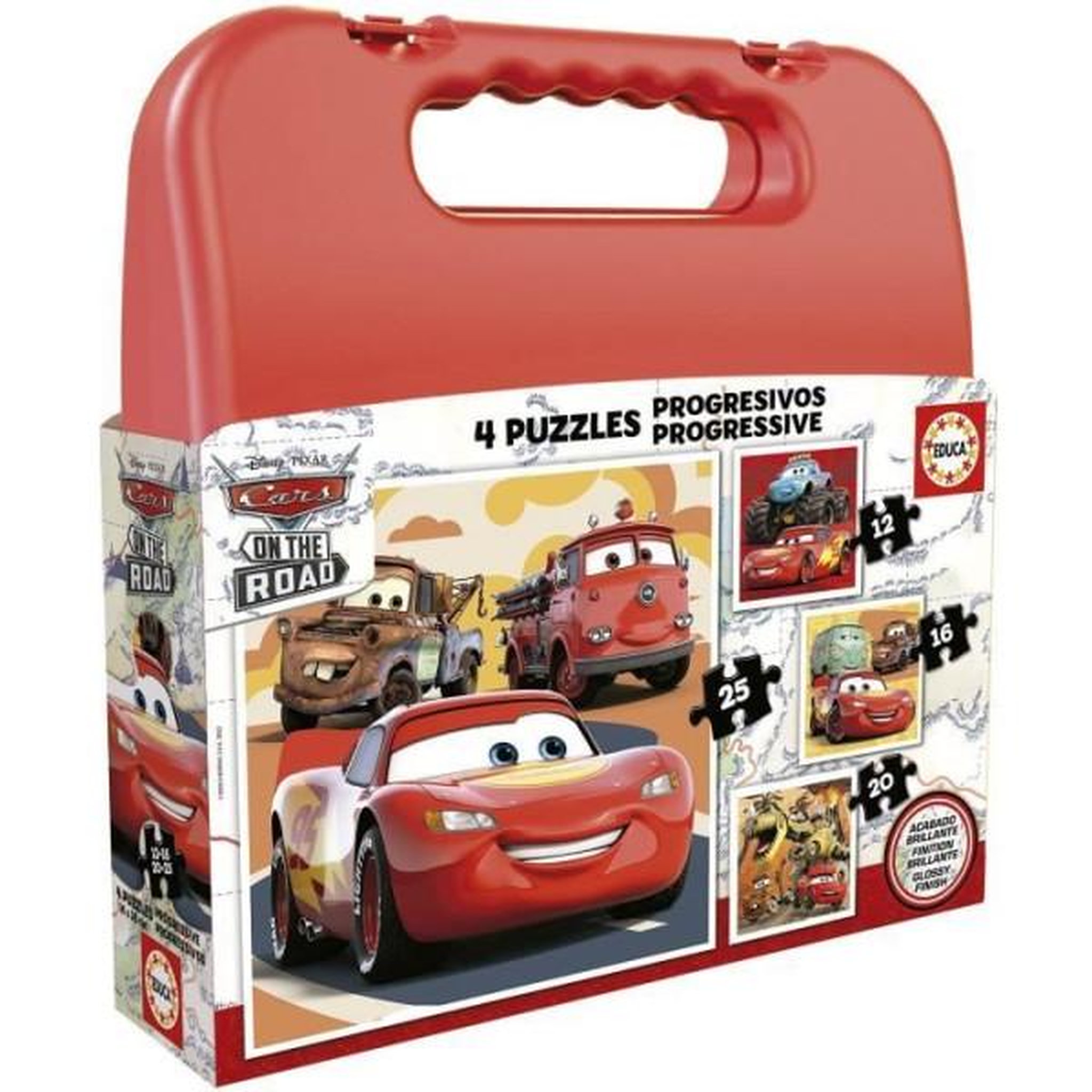 EDUCA Puzzle progressif CARS - Malette de 4 puzzles - Educa - 12-16-20-25 pieces