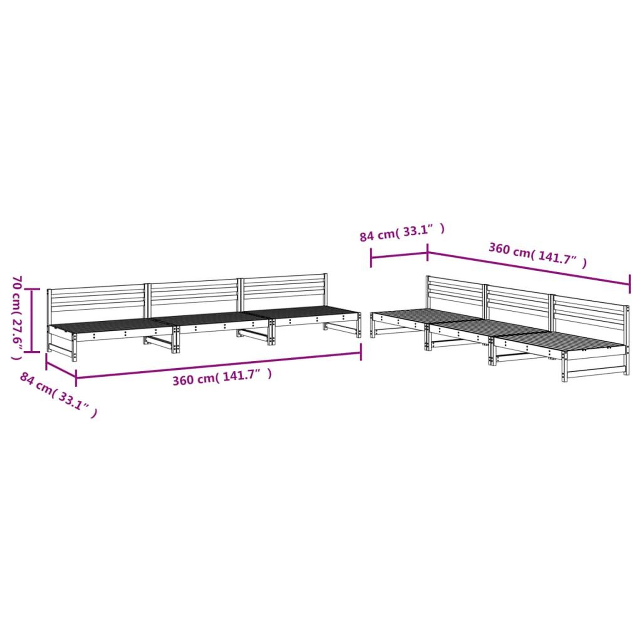 Voir la diapositive 5 : VIDAXL Salon de jardin 6 pcs bois de pin impregne