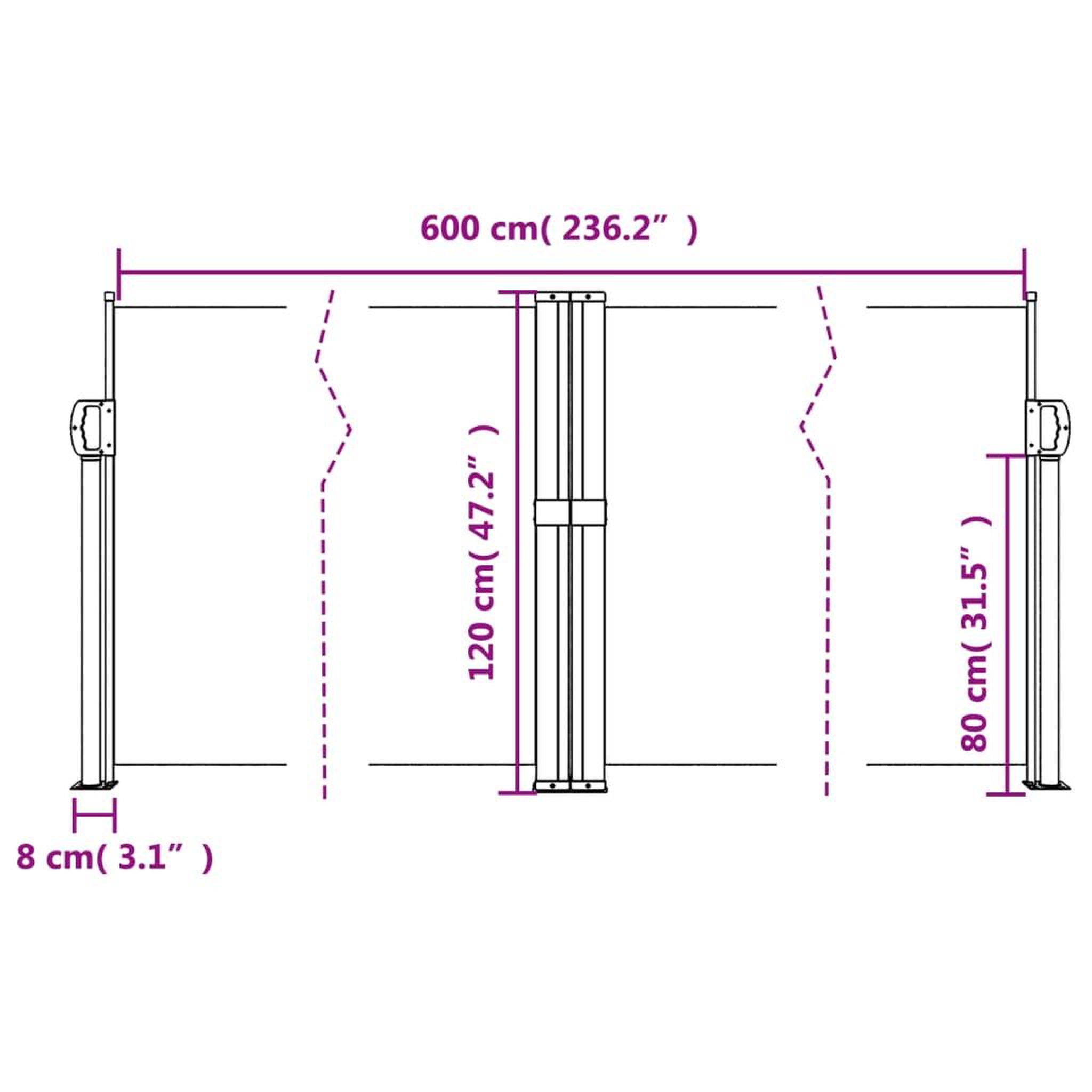 Voir la diapositive 6 : VIDAXL Auvent lateral retractable anthracite 120x600 cm